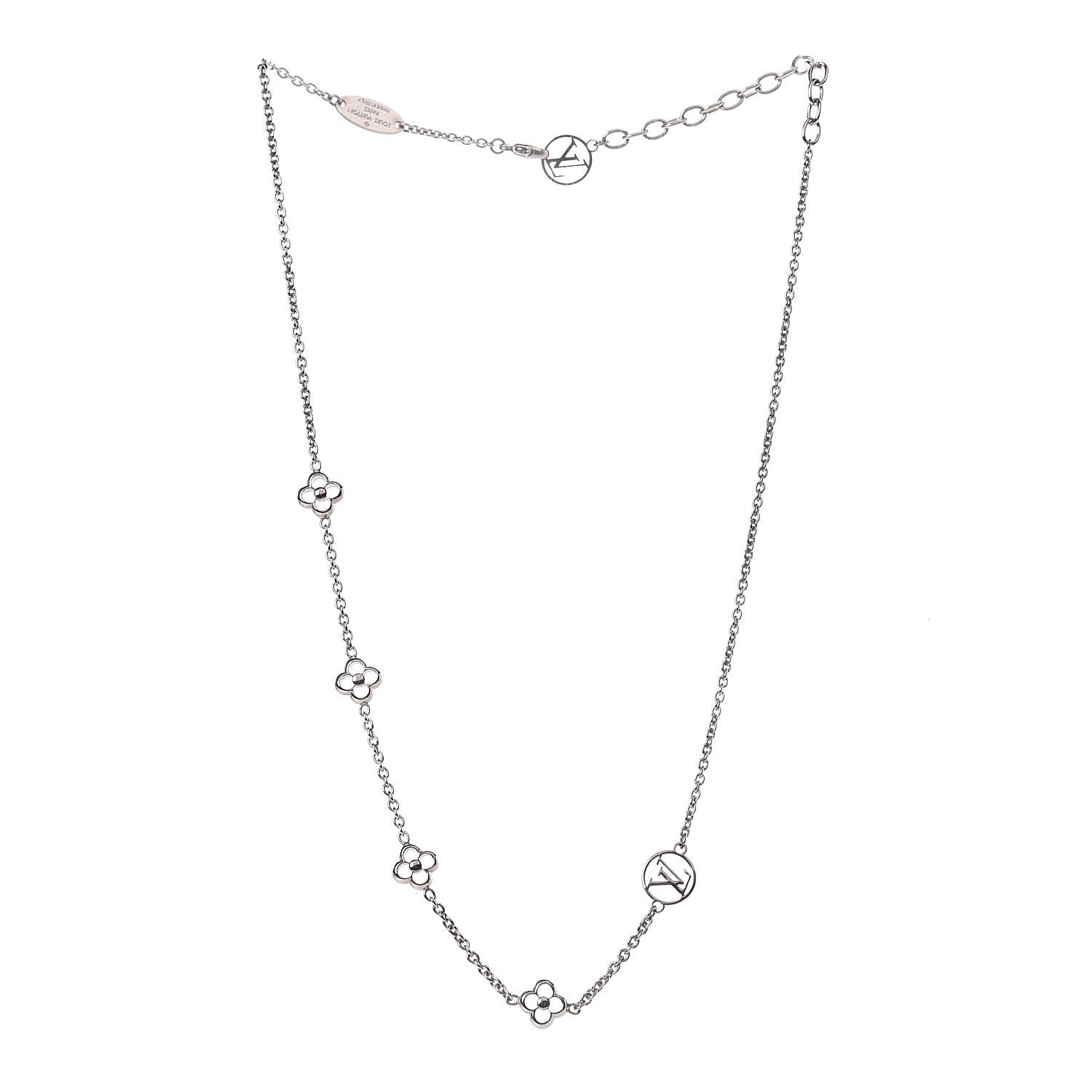 LOUIS VUITTON Flower Full Necklace Silver 333382