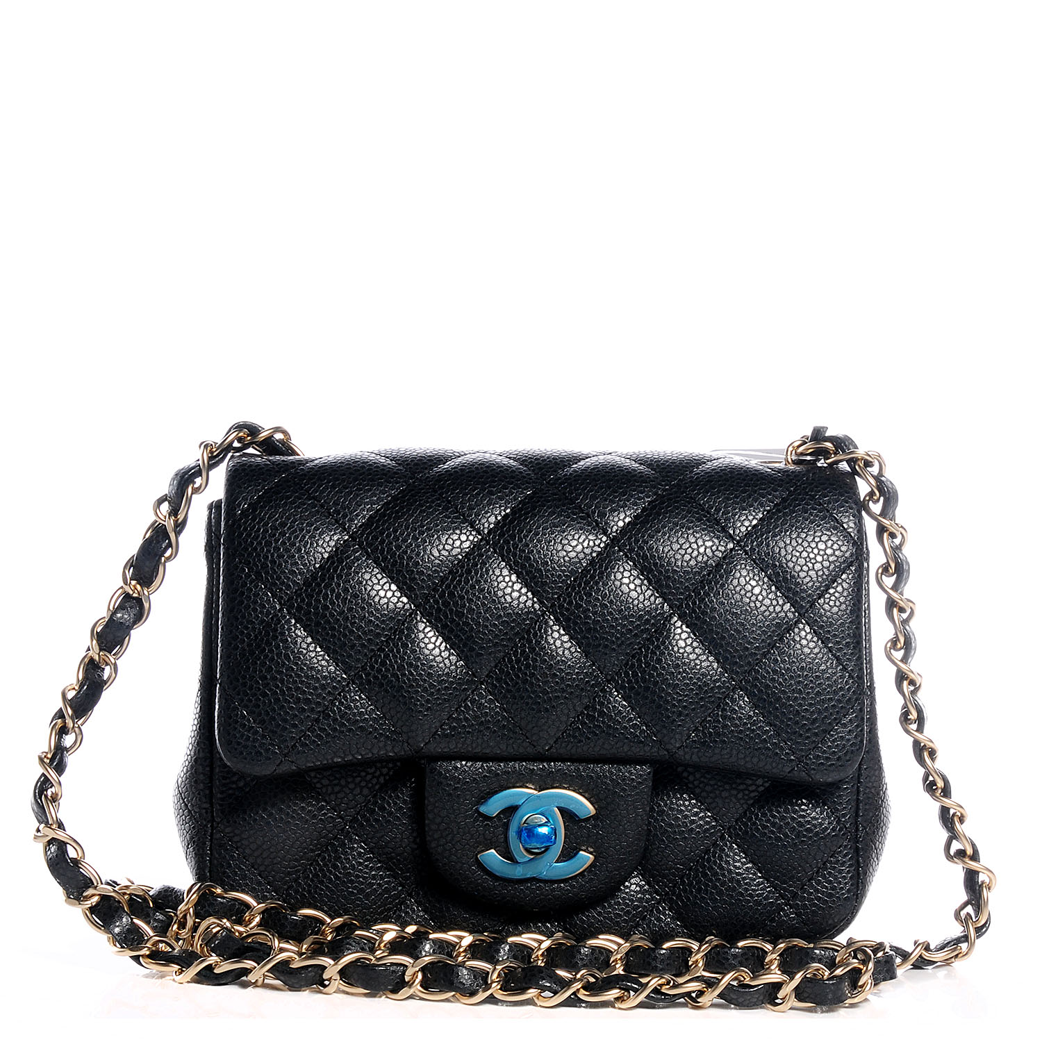chanel square mini black caviar