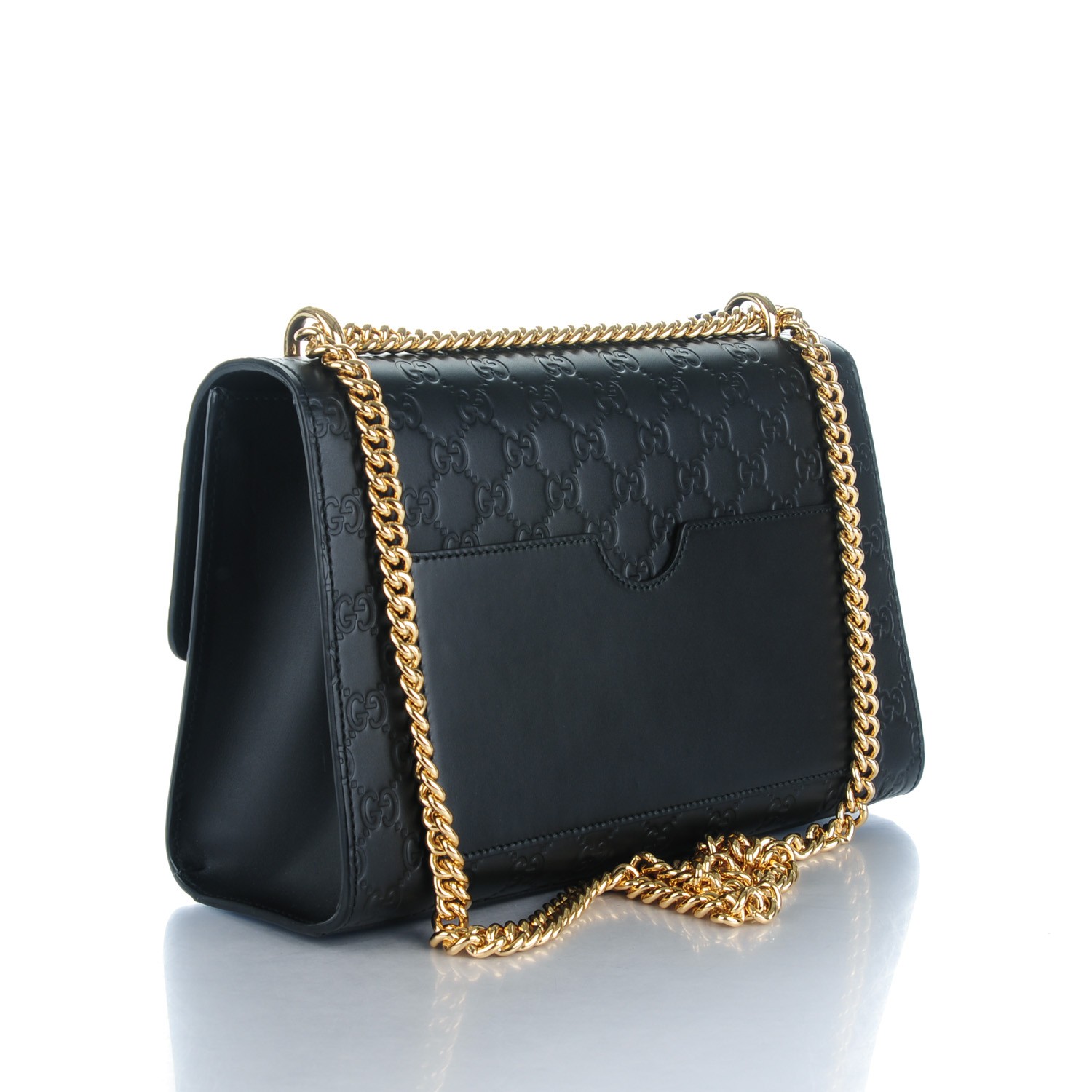 GUCCI Guccissima Medium Padlock Shoulder Bag Black 153561