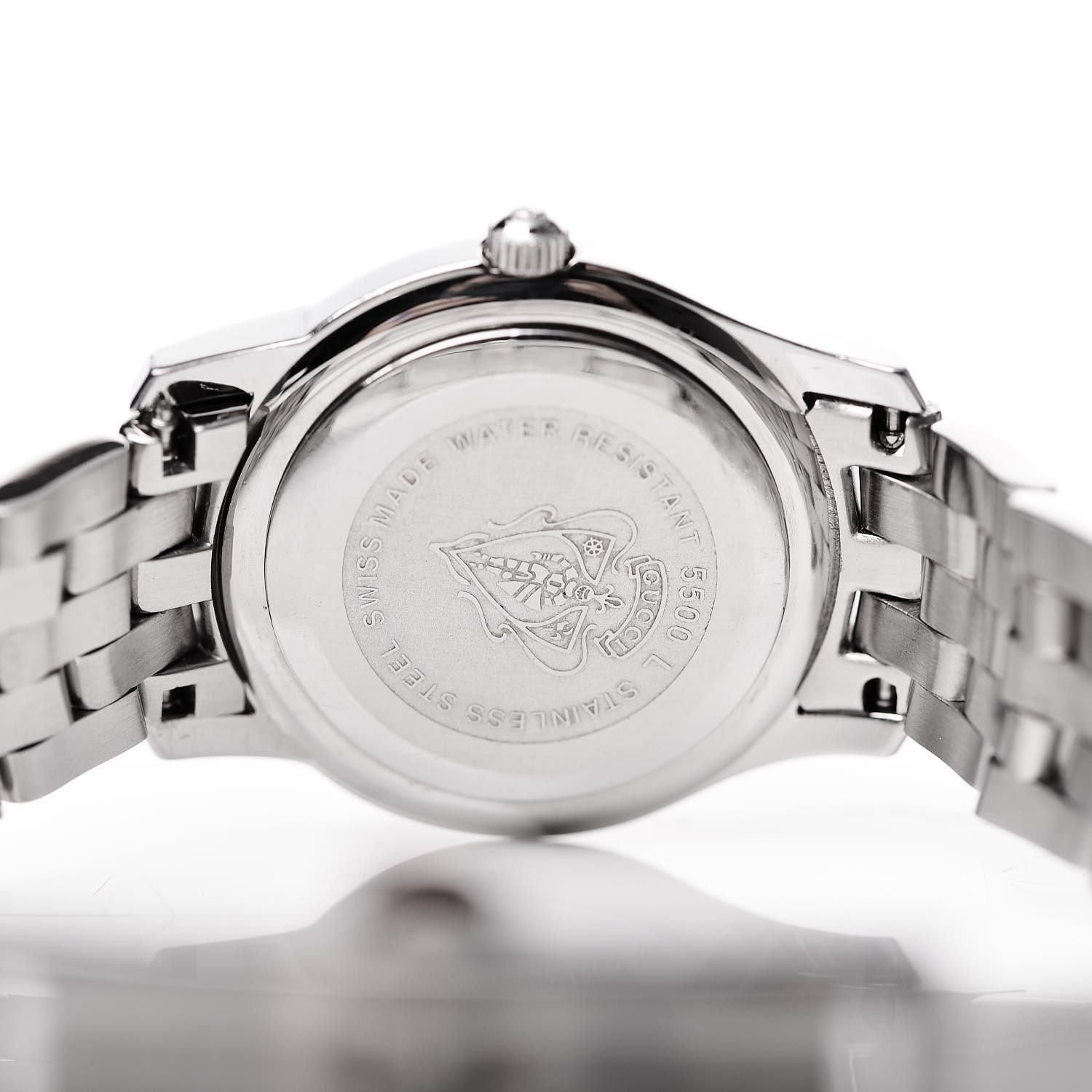 GUCCI Stainless Steel Diamond 27mm 5500L Quartz Watch Black 313196