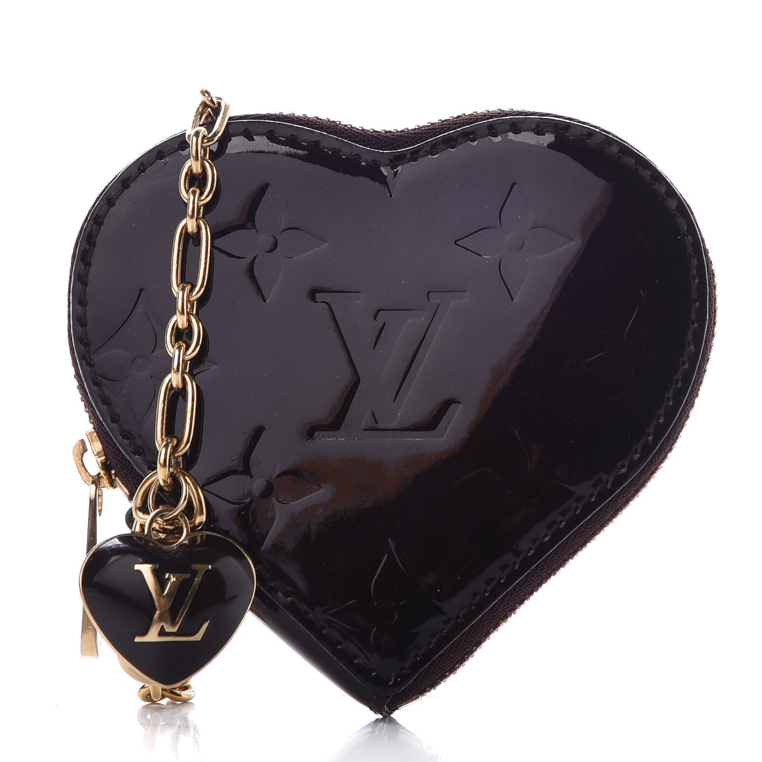 LOUIS VUITTON Vernis Heart Coin Purse Amarante 306809