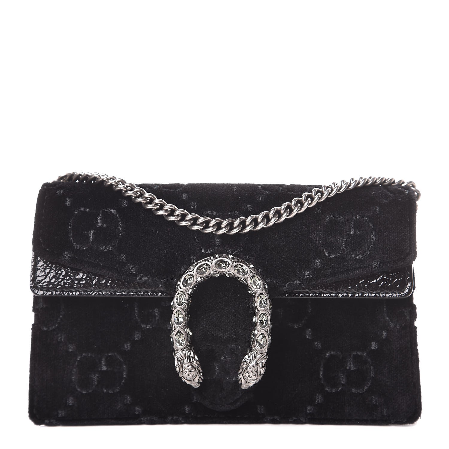 GUCCI Monogram Velvet Super Mini Dionysus Bag Black 330425