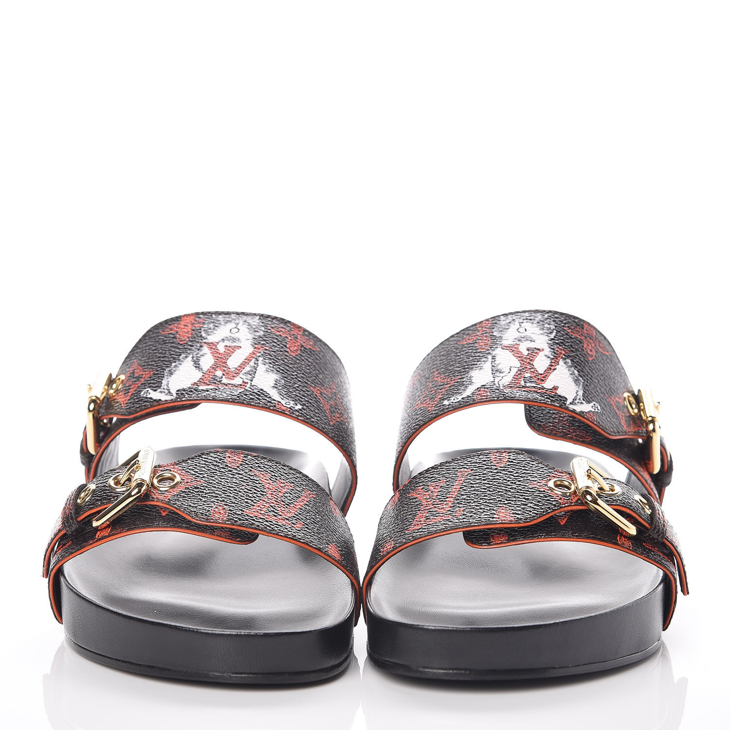 louis vuitton sandals bom dia mule LOUIS VUITTON Catogram Bom Dia Mule Sandals 39 Orange 391083