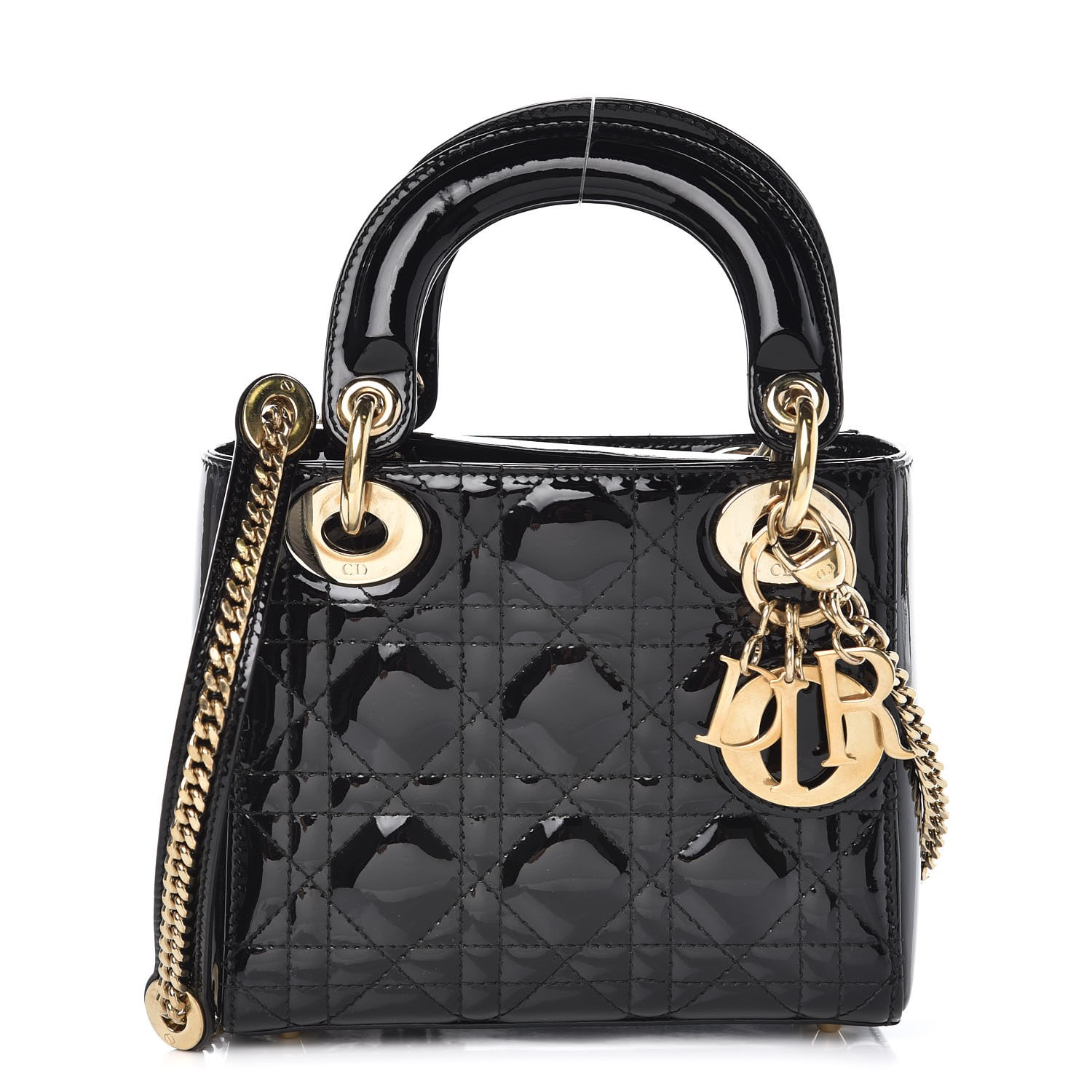 mini lady dior black patent