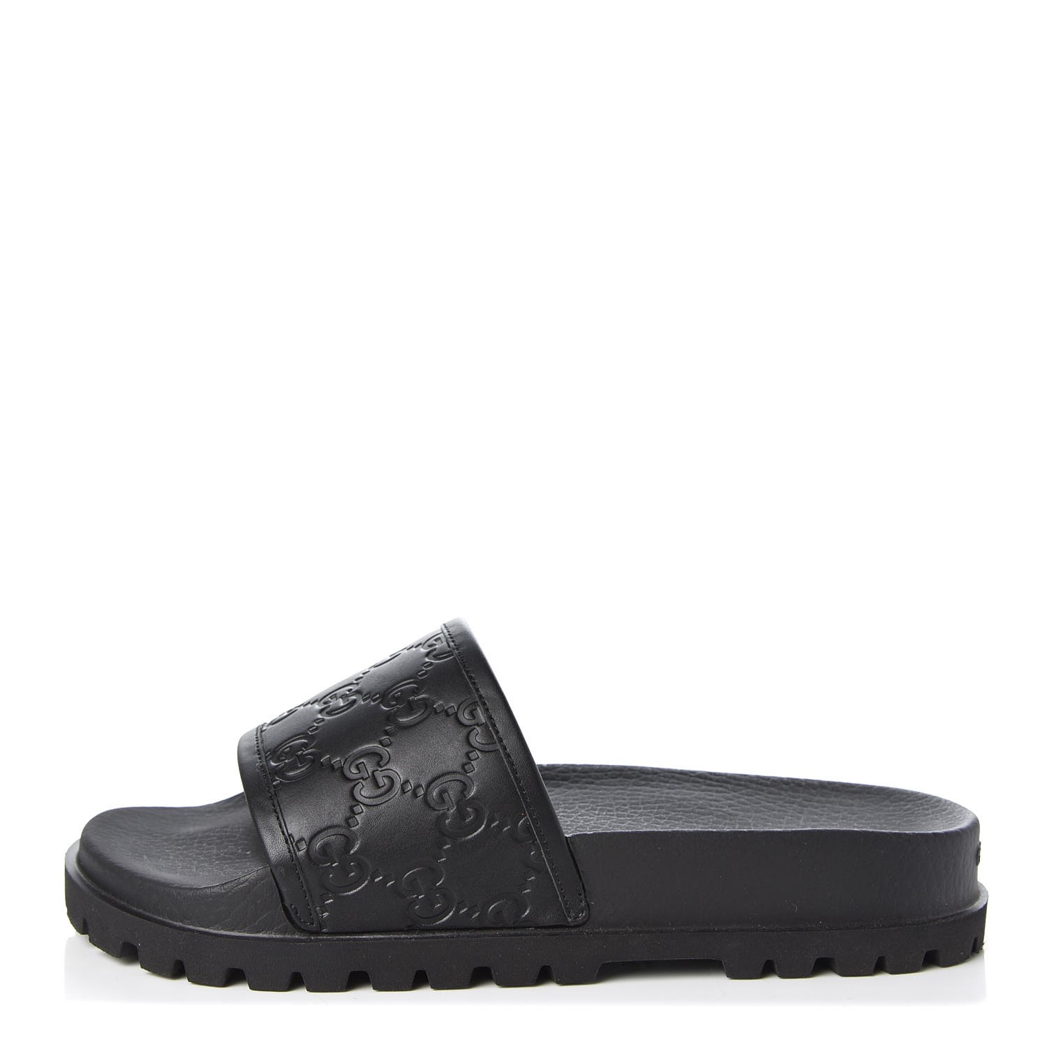 GUCCI Mens Guccissima Slide Sandals 5 Black 307709