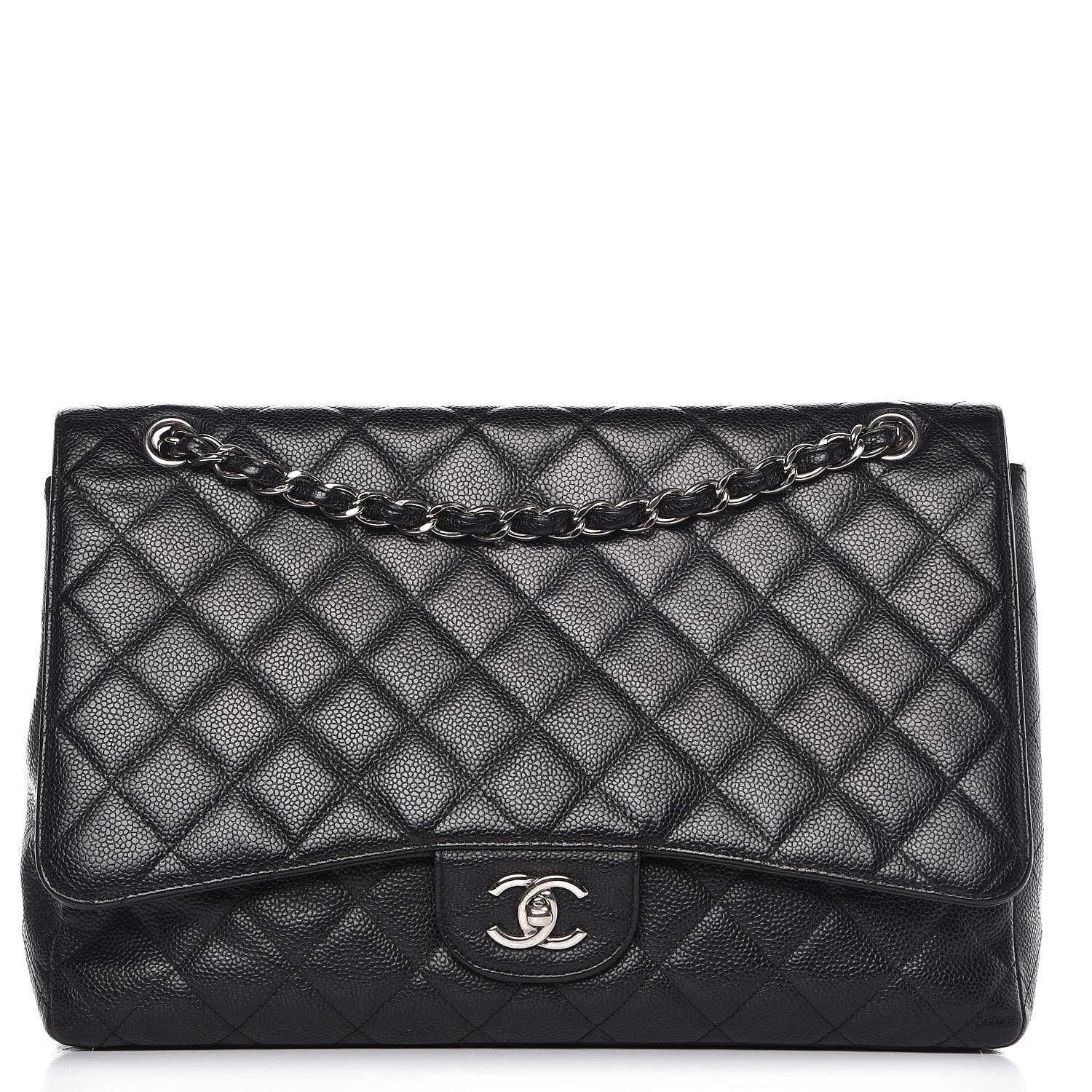 CHANEL Caviar Quilted Maxi Single Flap Black 284529