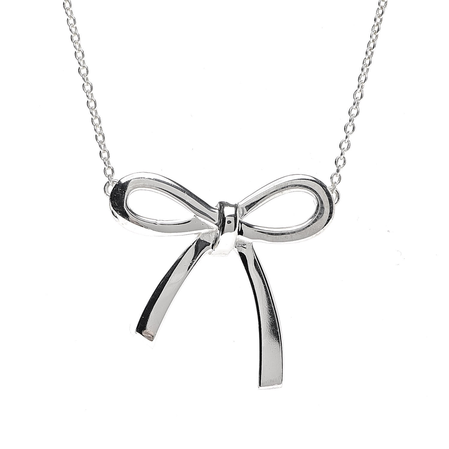 TIFFANY Sterling Silver Bow Pendant Necklace 631152 | FASHIONPHILE