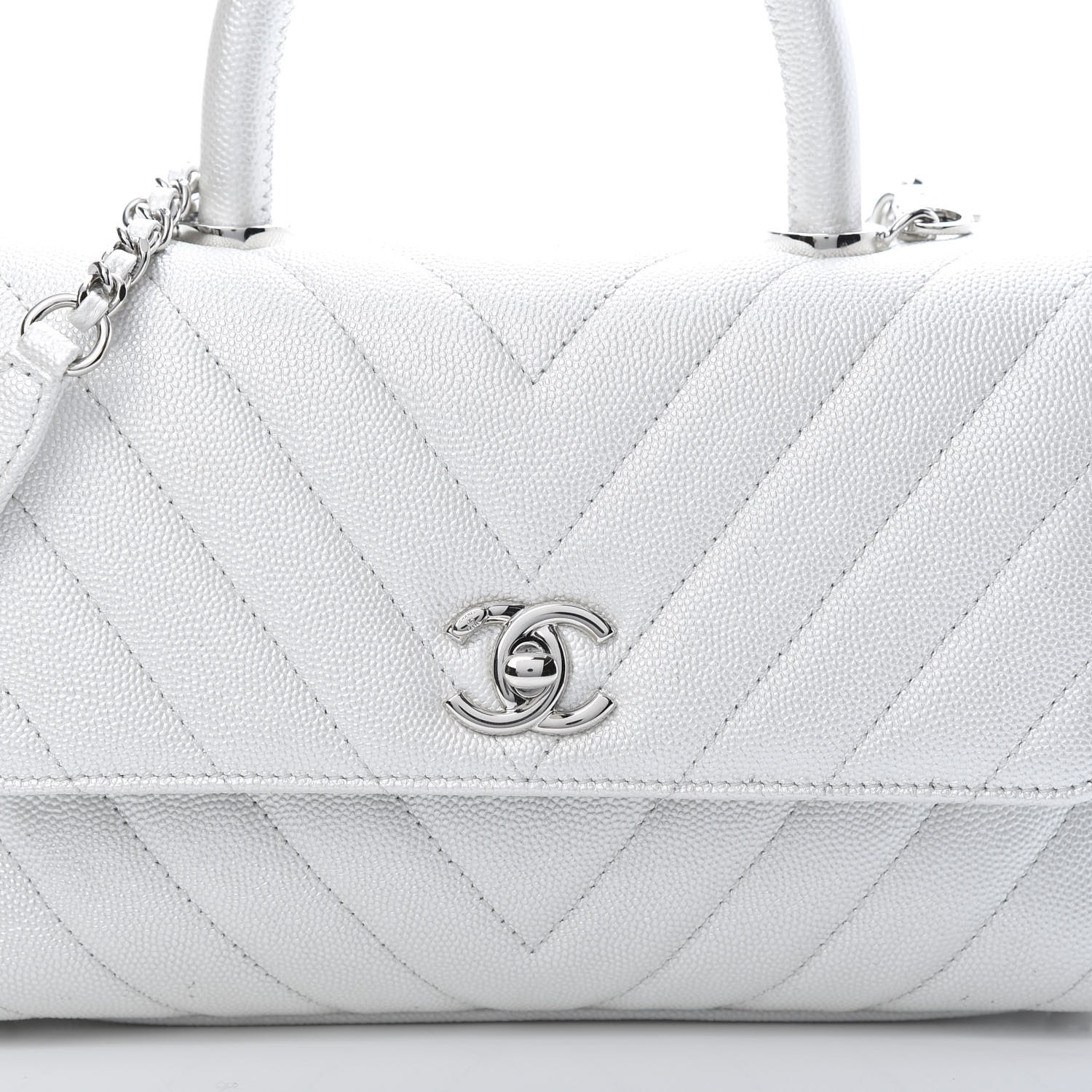 chanel coco handle white chevron