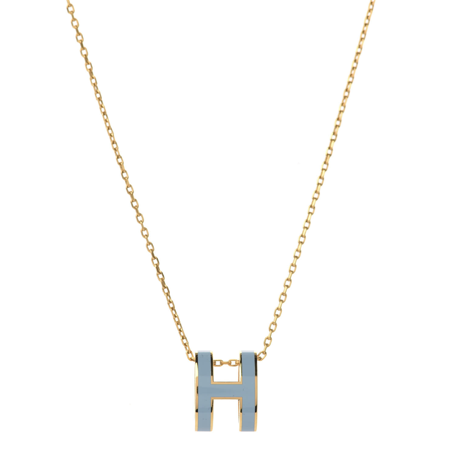 Hermes Lacquered Gold Pop H Pendant Necklace Bleu Pastel 6558 Fashionphile Hermes Lacquered Gold Pop H Pendant Necklace Bleu Pastel 6558 Fashionphile