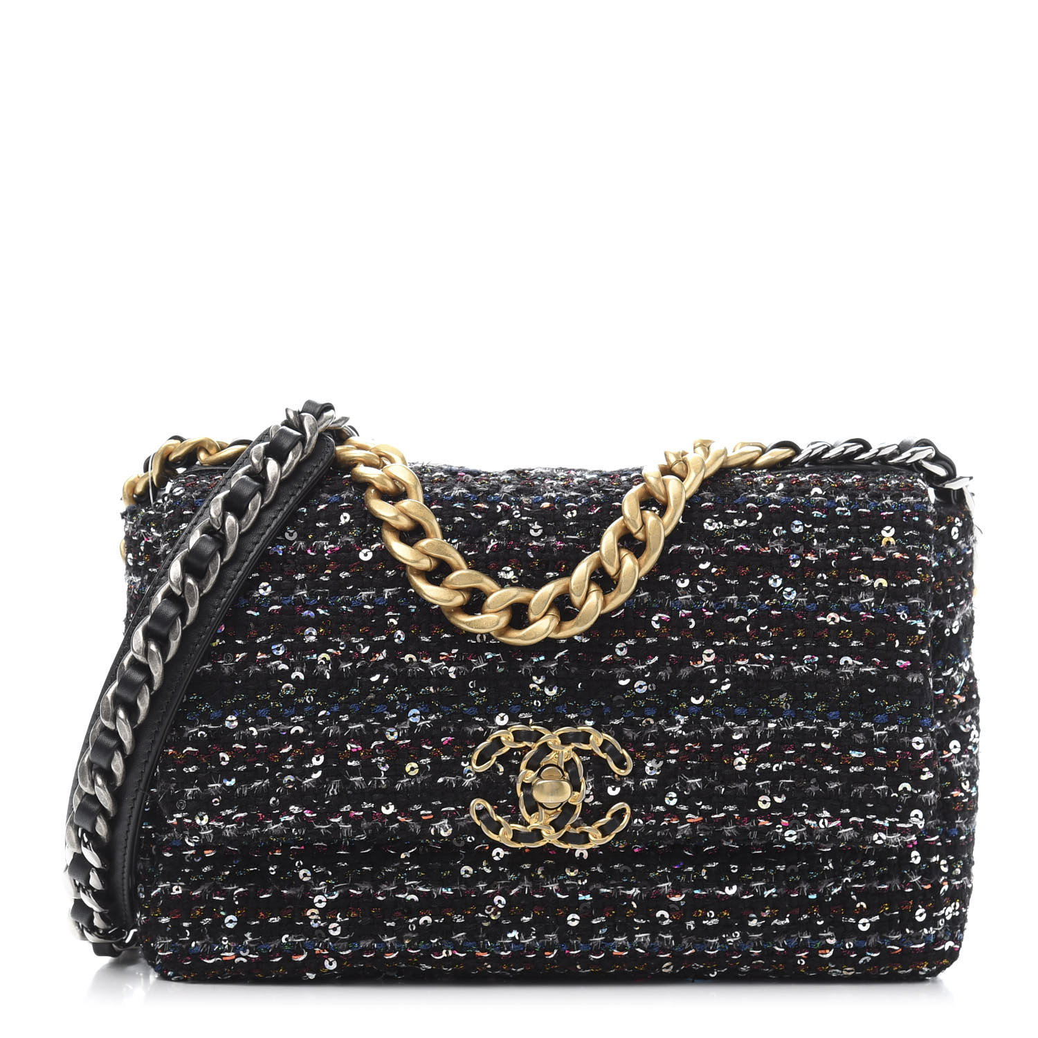 chanel 19 navy tweed