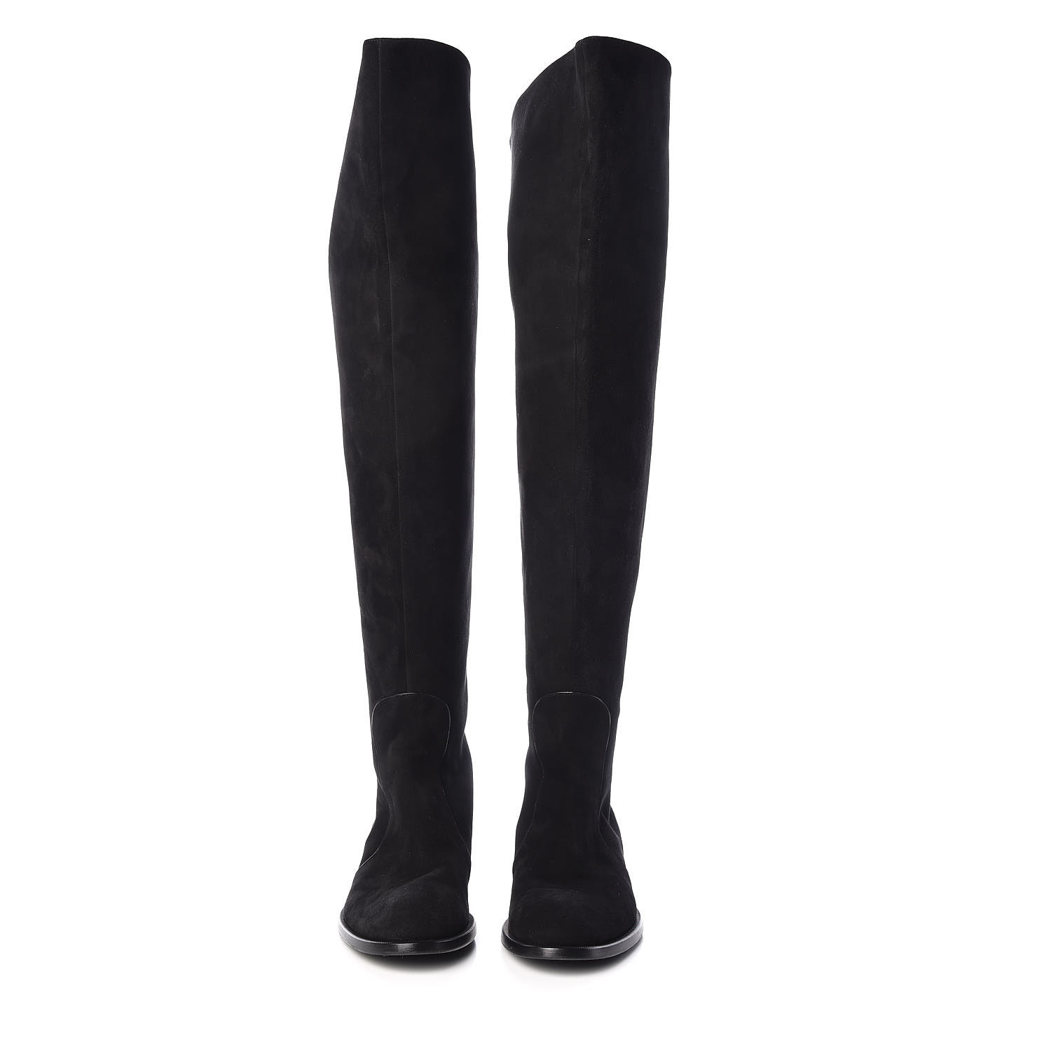 LOUIS VUITTON Suede Skyline Thigh High Flat Boots 39 Black 429859