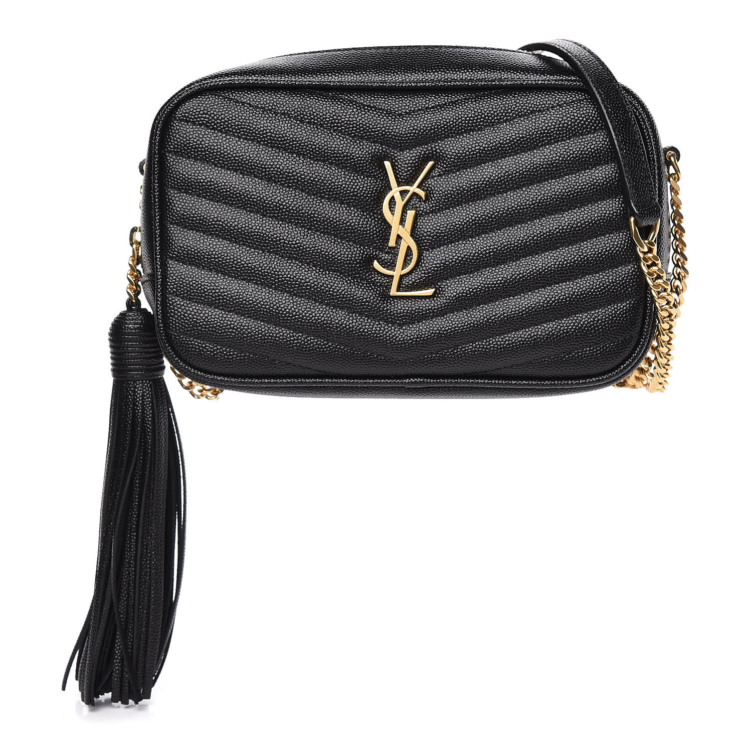 SAINT LAURENT Grain De Poudre Matelasse Mini Lou Camera Bag Black 430504