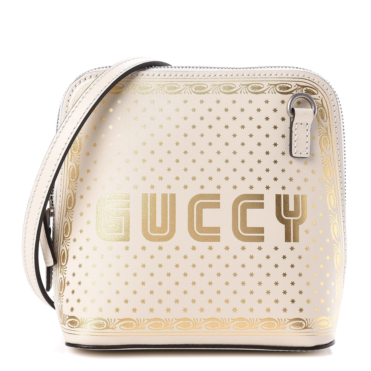 white and gold gucci bag