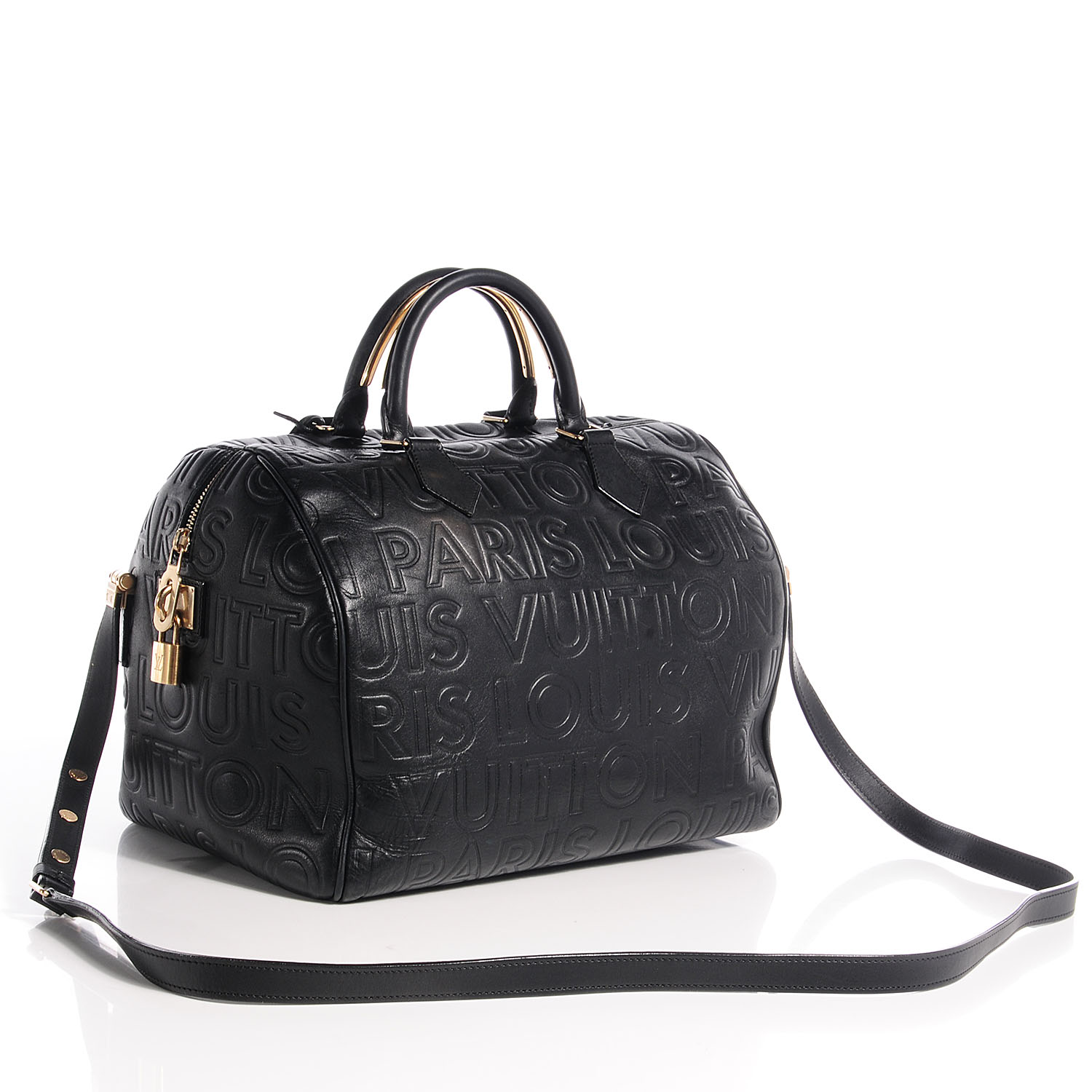 LOUIS VUITTON Embossed Calfskin Speedy Cube 30 Black 68983