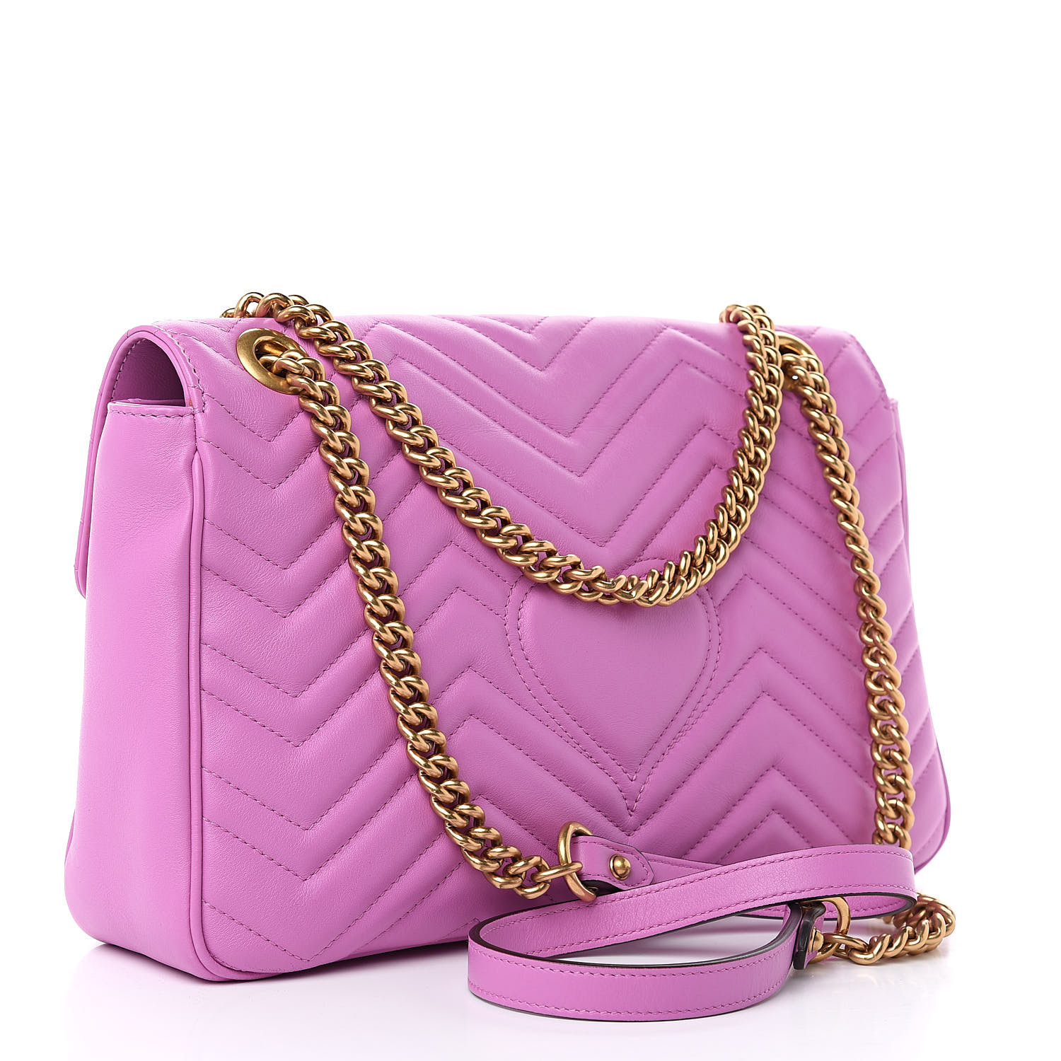 GUCCI Calfskin Matelasse Medium GG Marmont Shoulder Bag Candy Pink 499023