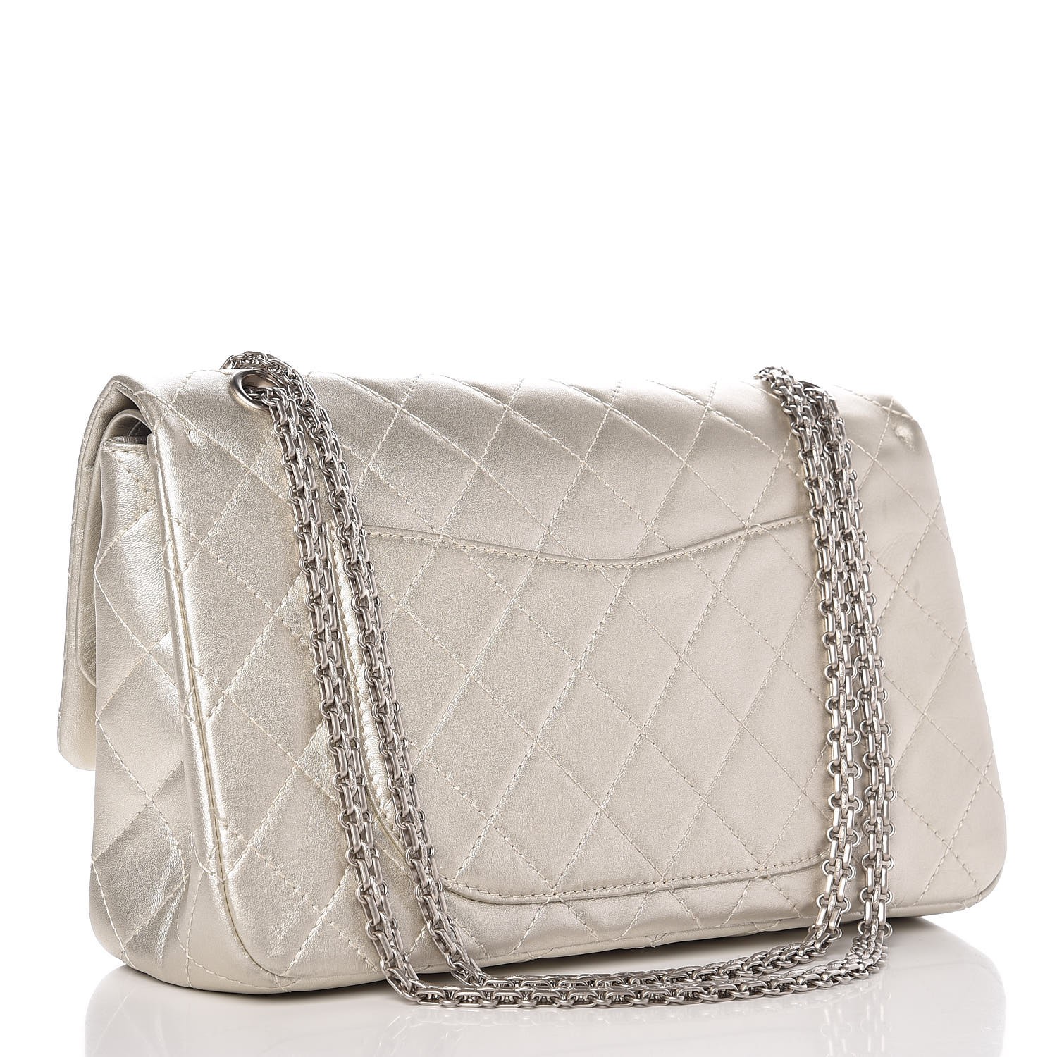 CHANEL Metallic Lambskin Quilted 2.55 Reissue 227 Flap Silver 261073