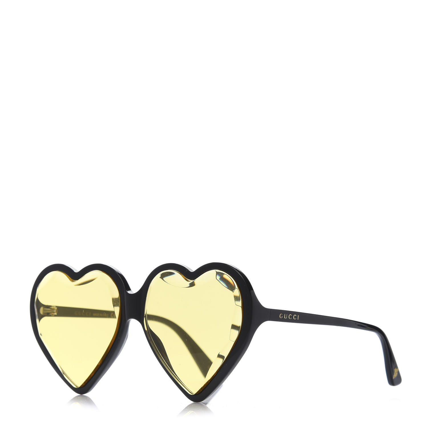 GUCCI Hollywood Forever Heart Sunglasses GG0360S Black Yellow 