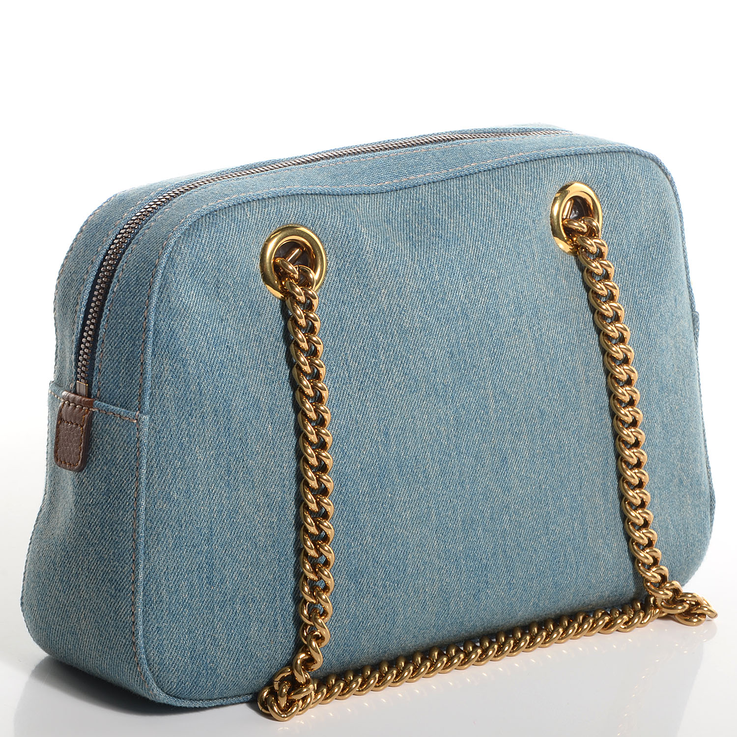 GUCCI Denim Small Soho Chain Shoulder Bag Blue 81340