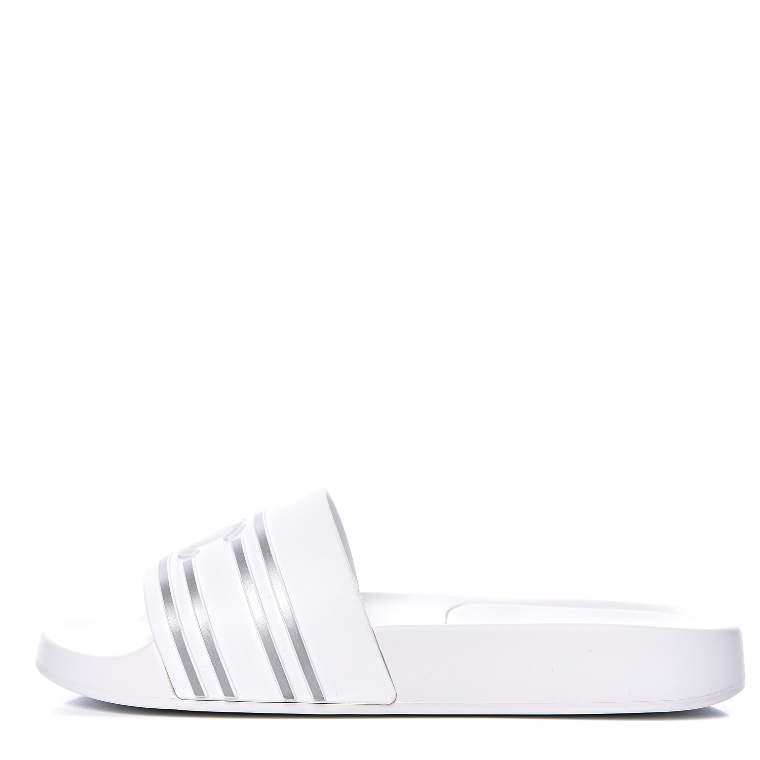 white flat slide sandals