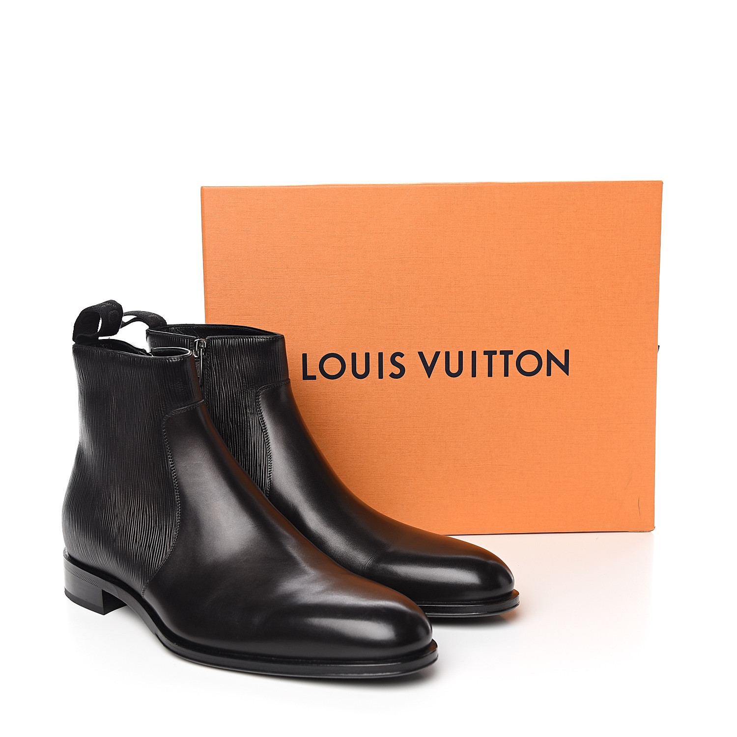 LOUIS VUITTON Epi Calfskin Mens Wall Street Chelsea Ankle Boots 8 Black 534345