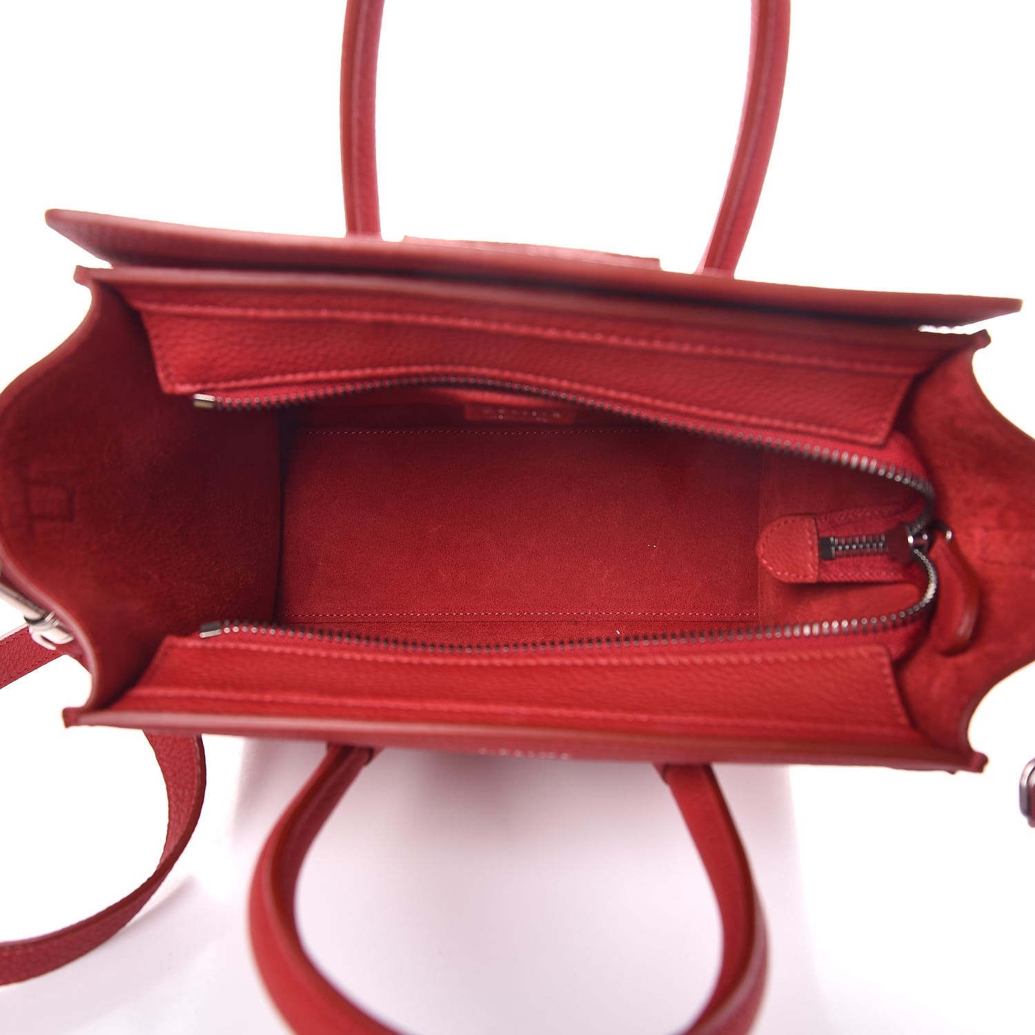 CELINE Baby Grained Calfskin Nano Luggage Red 296116