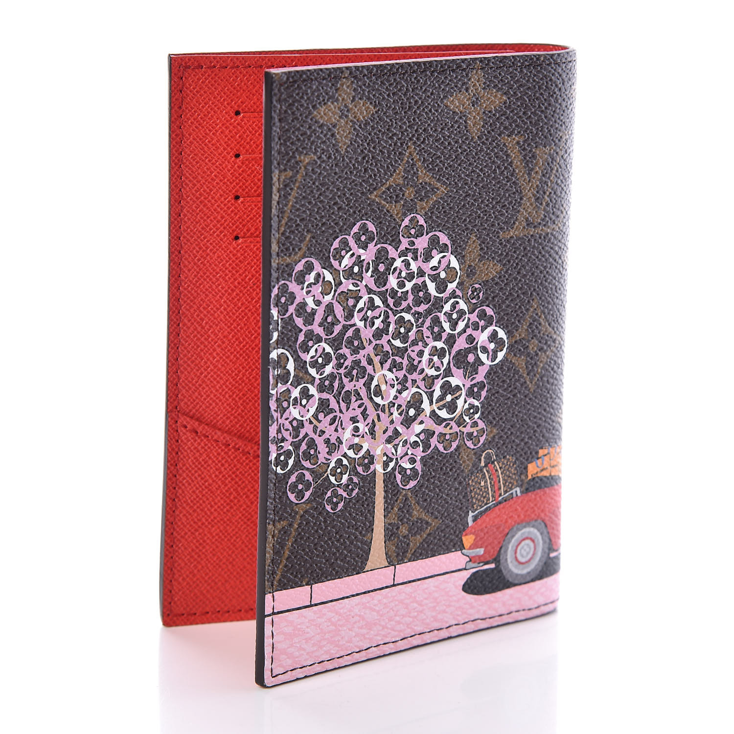 LOUIS VUITTON Monogram Vivienne Xmas Paris Passport Cover Rouge 454186