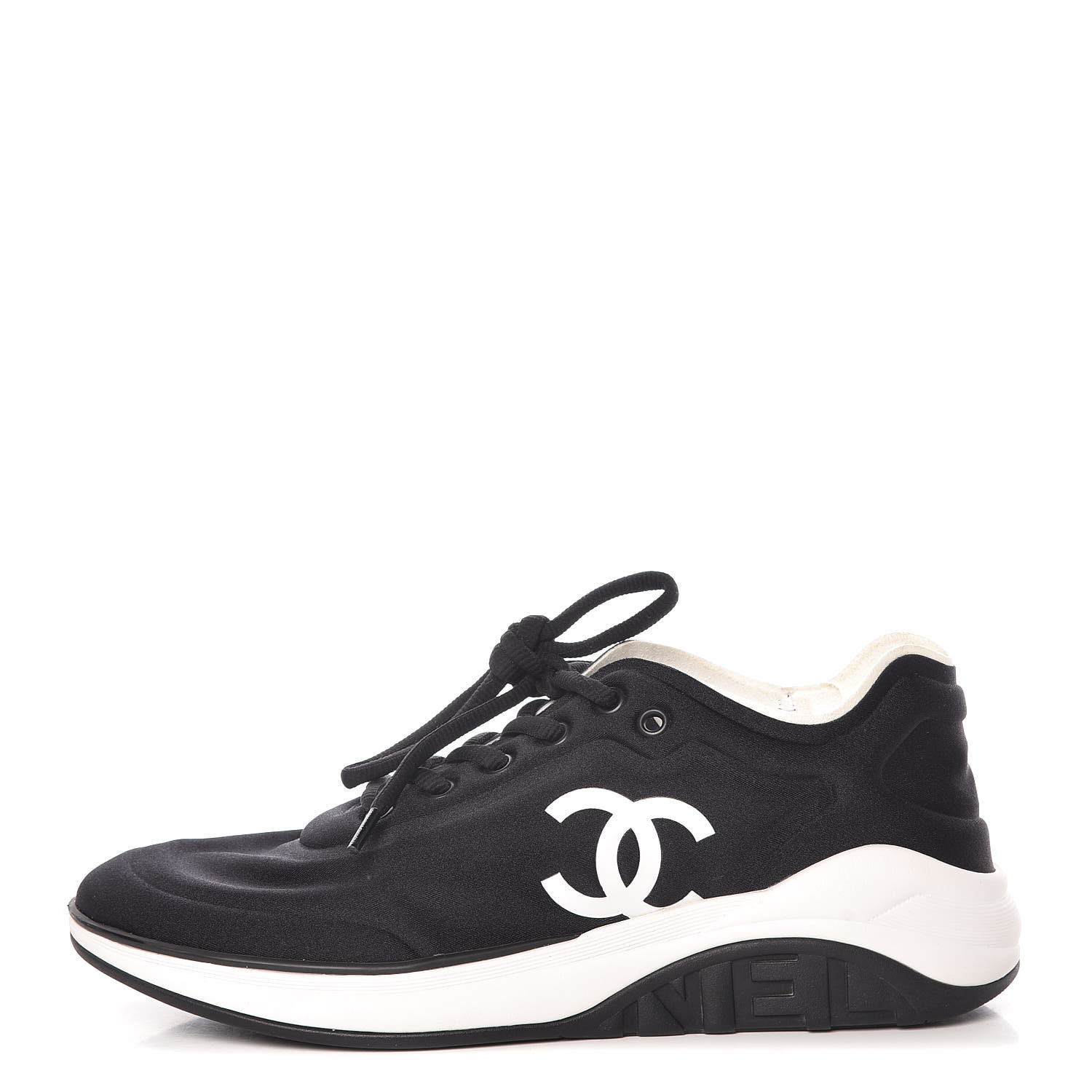 CHANEL Lycra CC Sneakers 40 Black 