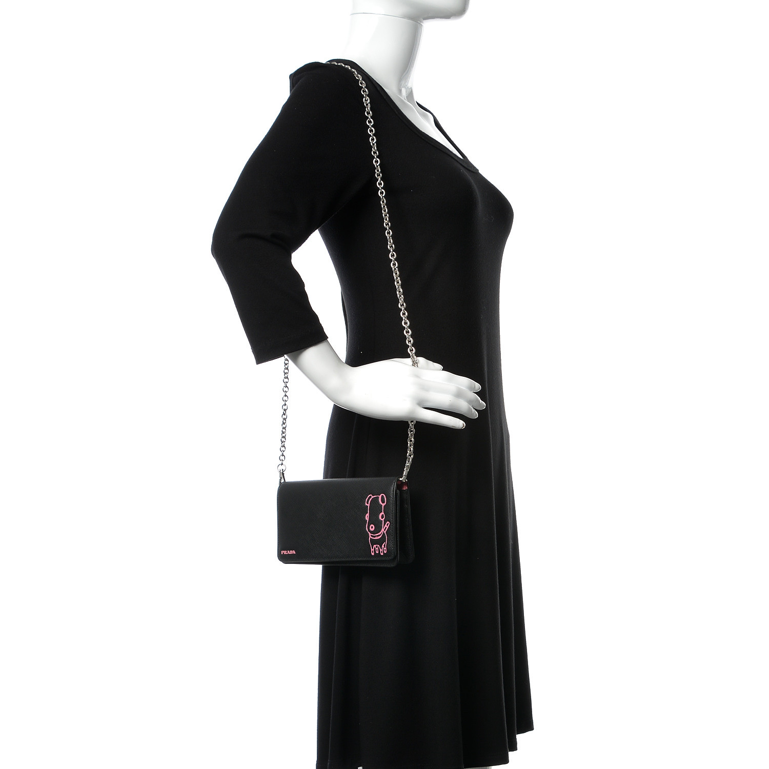 prada black mini chain bag