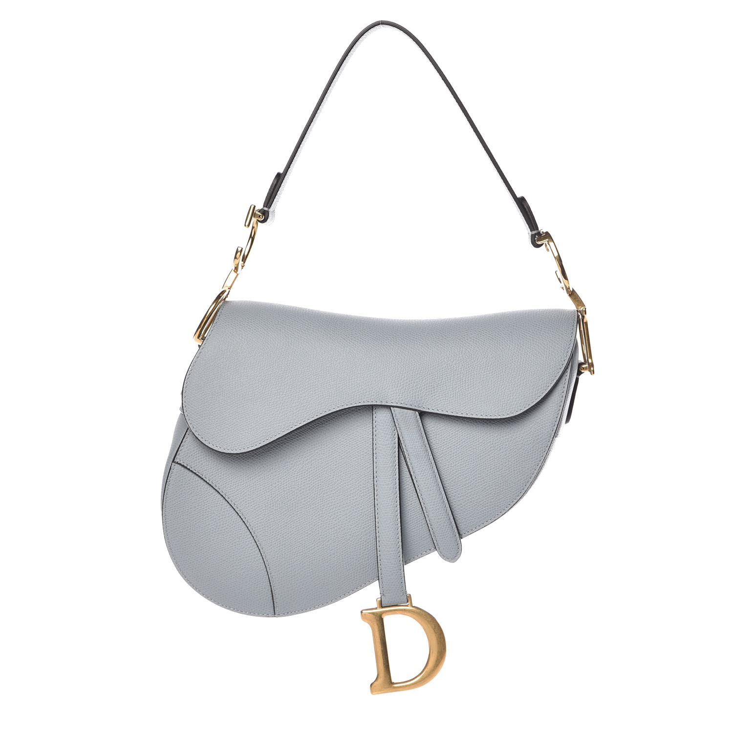 CHRISTIAN DIOR Grained Calfskin Saddle Bag Sky Blue 387422 | FASHIONPHILE