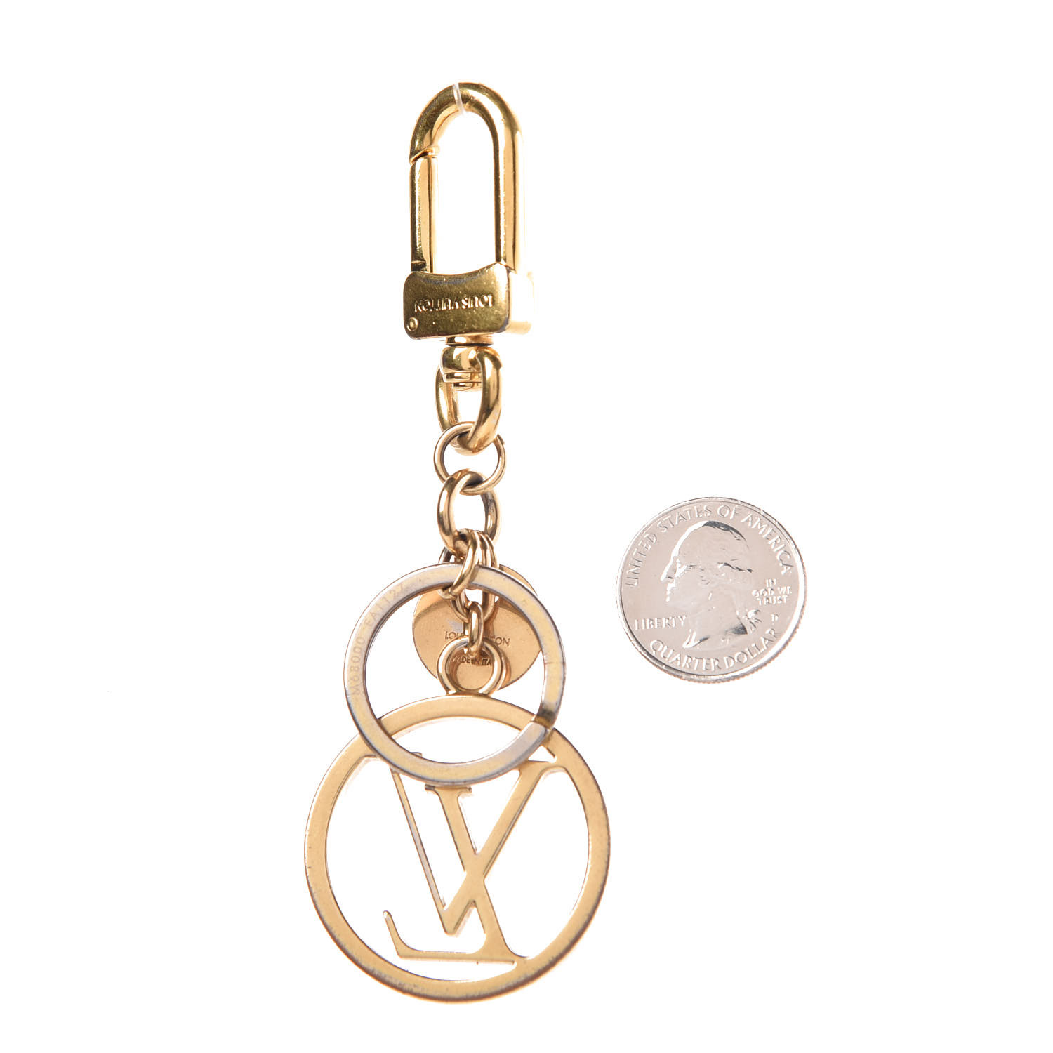 Louis Vuitton LV Circle Bag Charm & Key Holder in Gold Metal