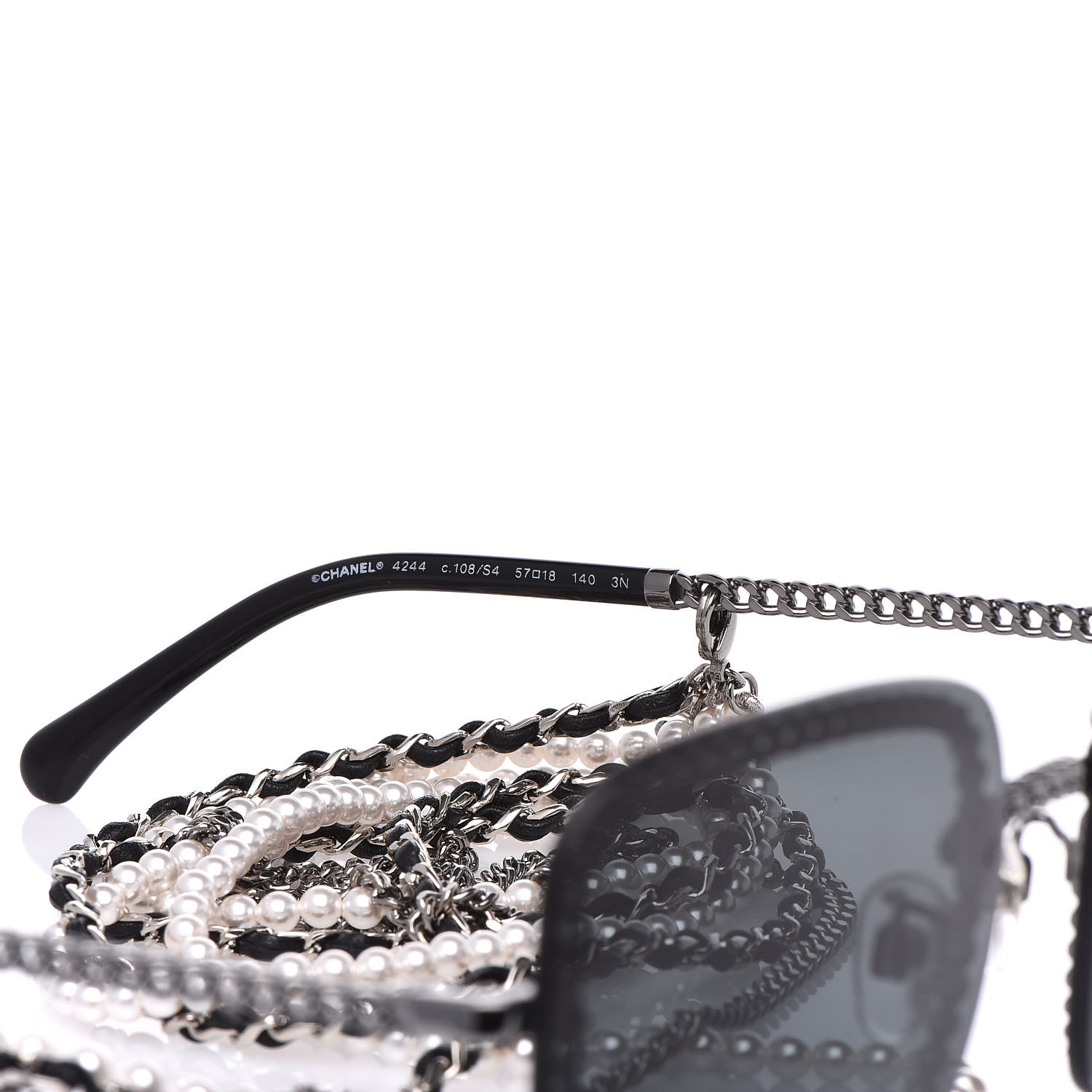 chanel round sunglasses with chain