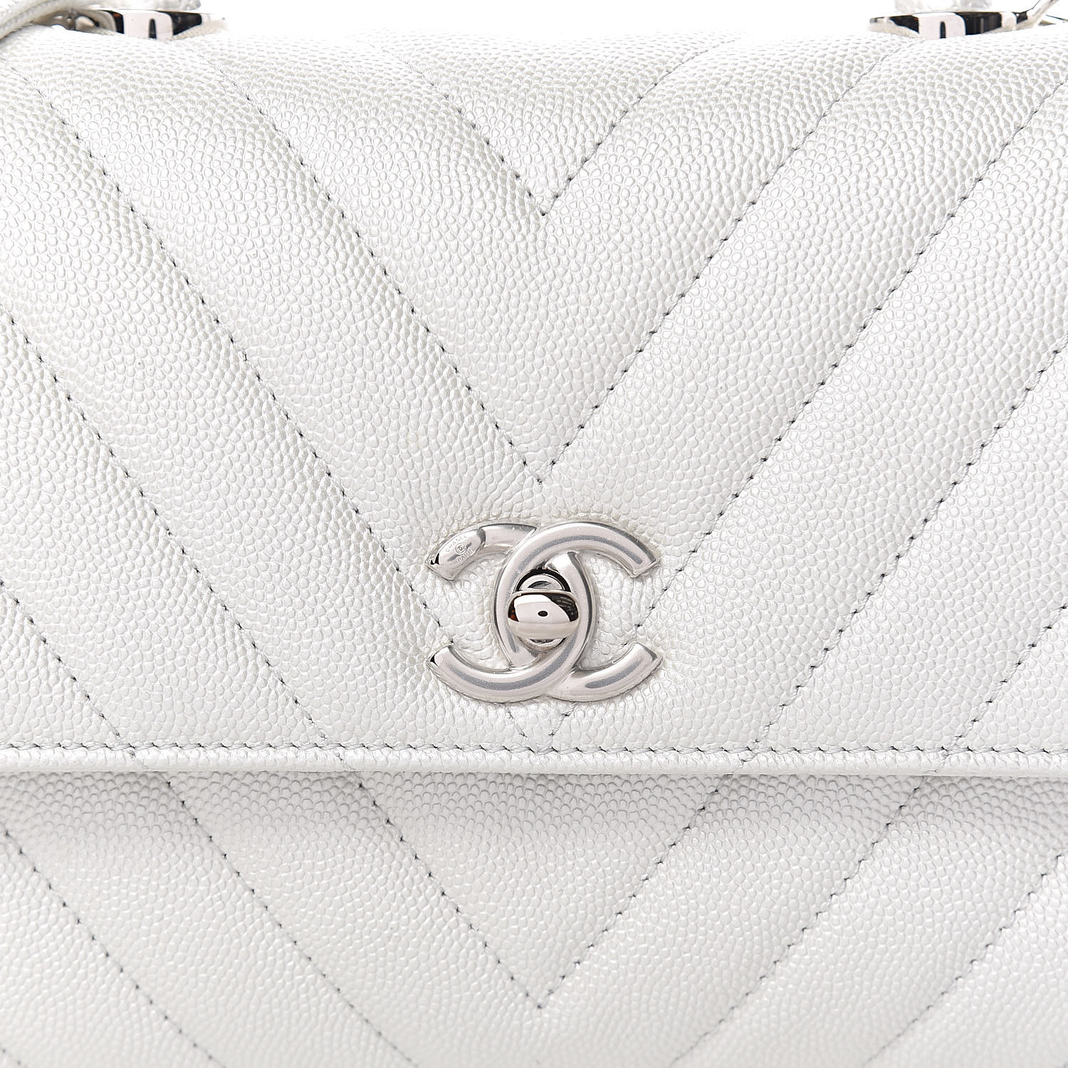 chanel coco handle iridescent white