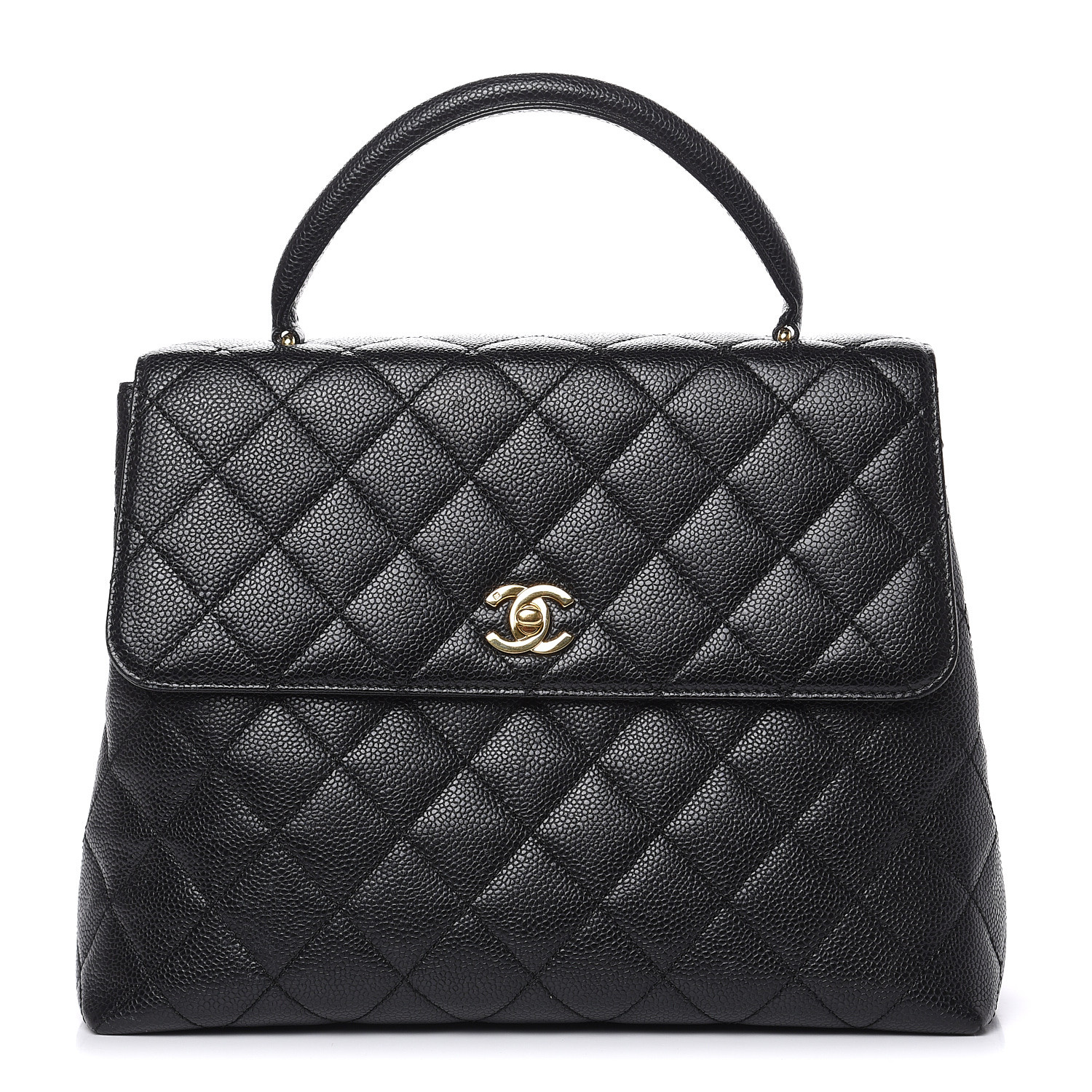 CHANEL Caviar Quilted Jumbo Kelly Flap Black 488349
