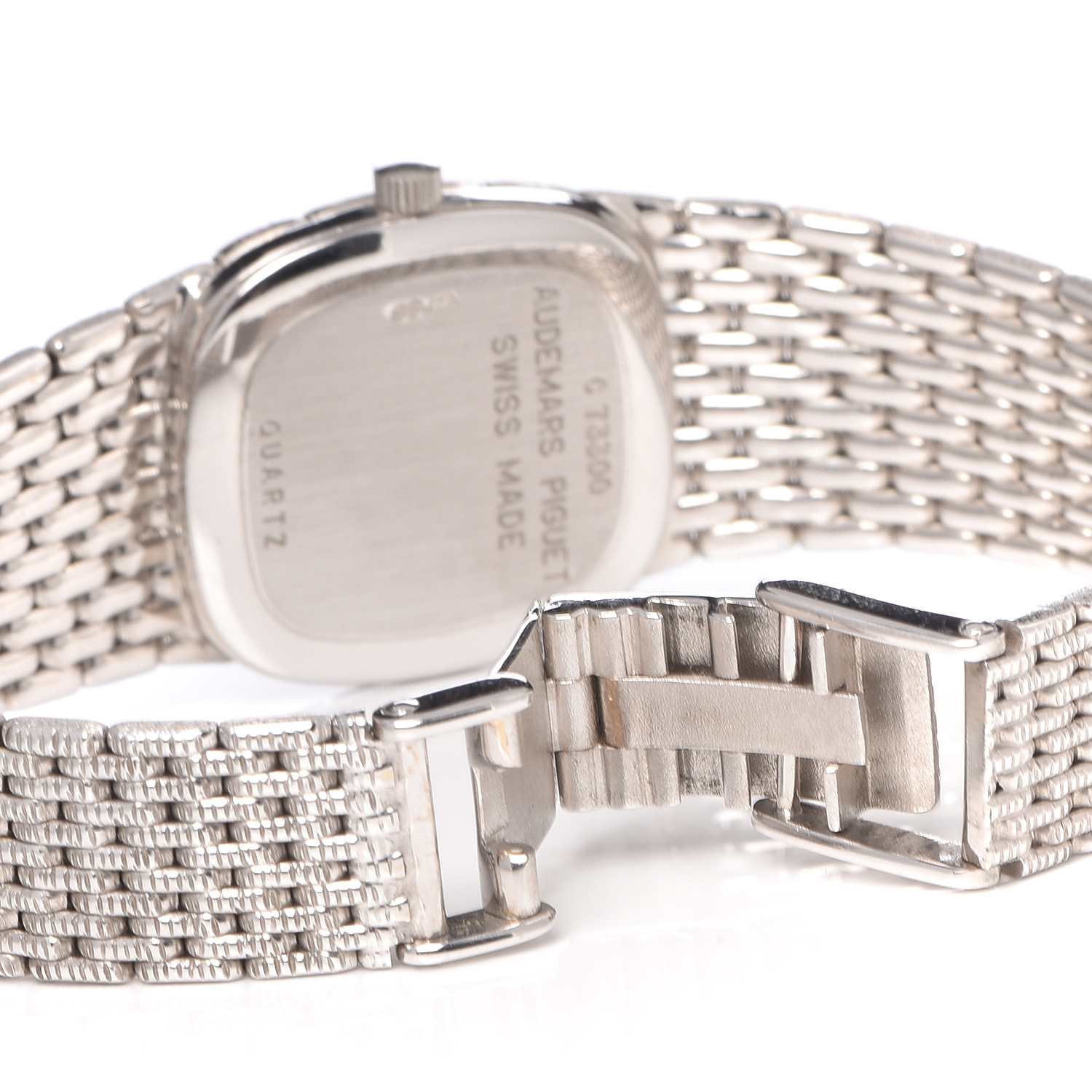 AUDEMARS PIGUET 18K White Gold Diamond 22mm Cobra Quartz Watch Black 480601