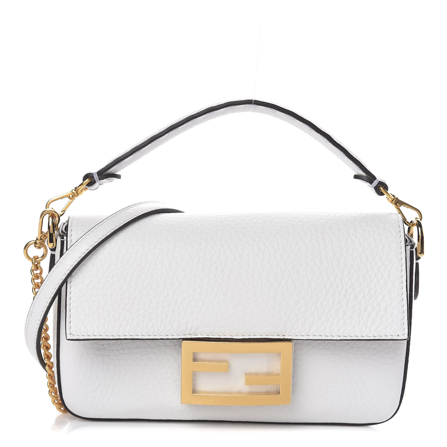 FENDI Calfskin Roma Amor Mini Baguette White 484549