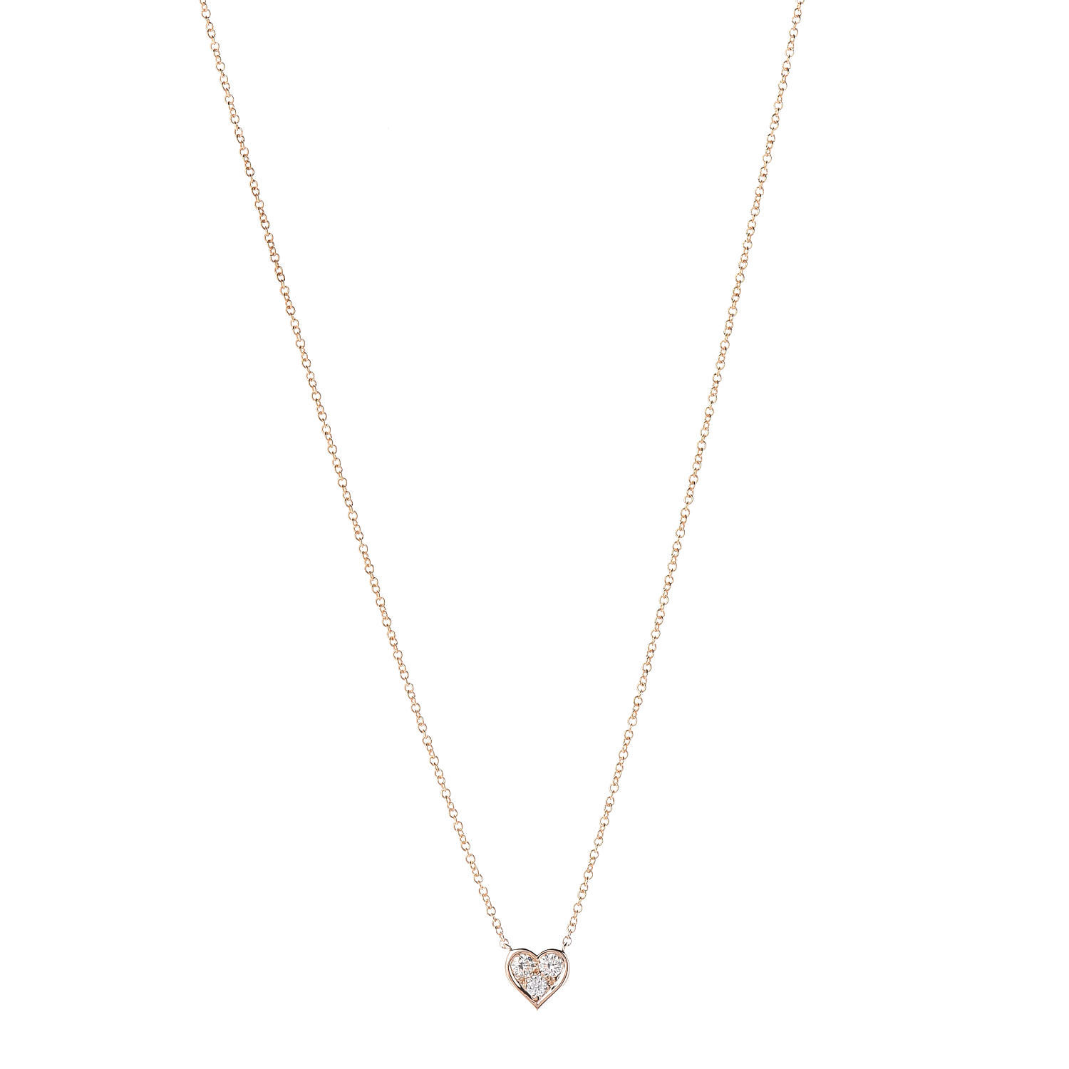 TIFFANY 18K Rose Gold Diamond Heart Pendant Necklace 469938