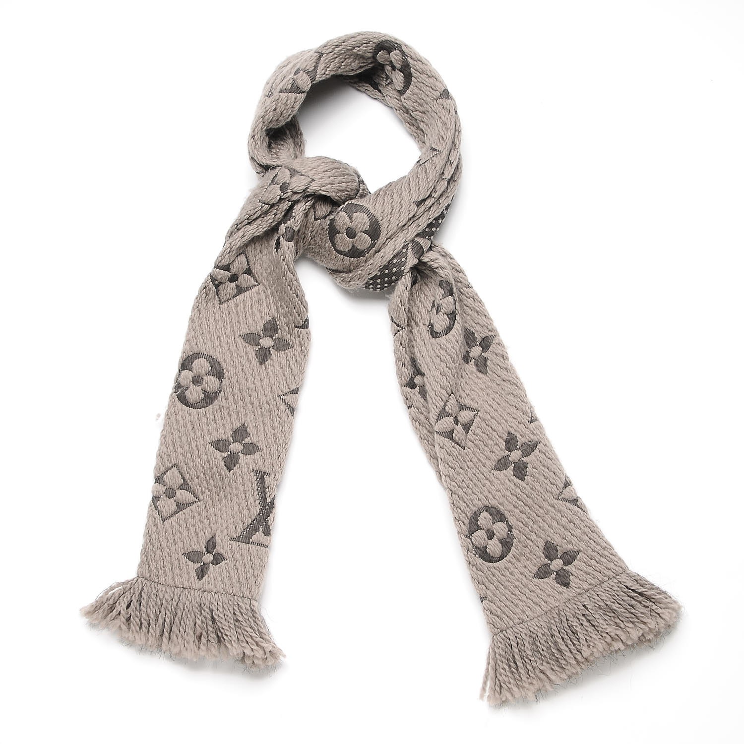 Louis Vuitton Pearl Grey Silk and Wool Blend Monogram Denim Shawl at  1stDibs