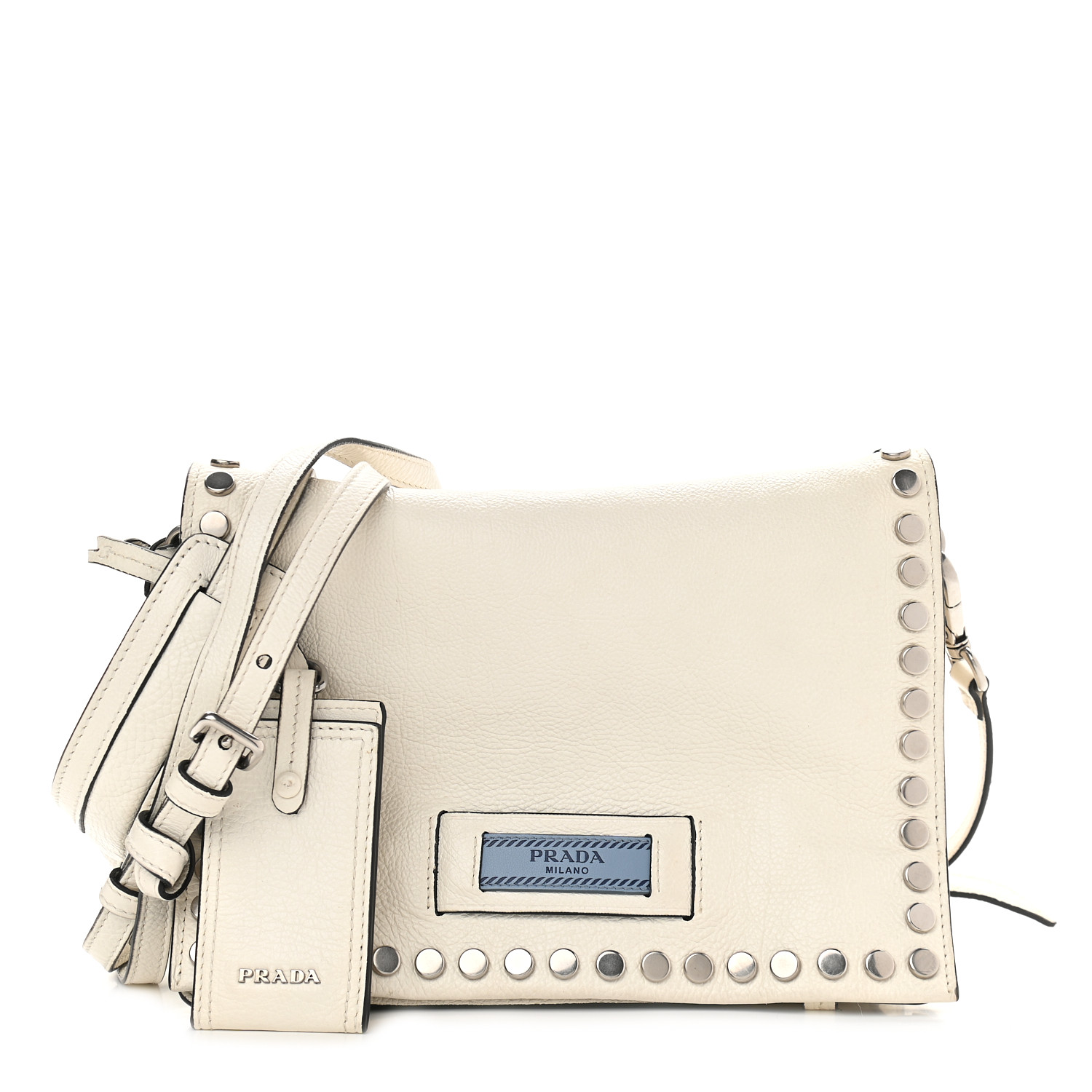 Glace Studded Etiquette Flap Bianco | FASHIONPHILE