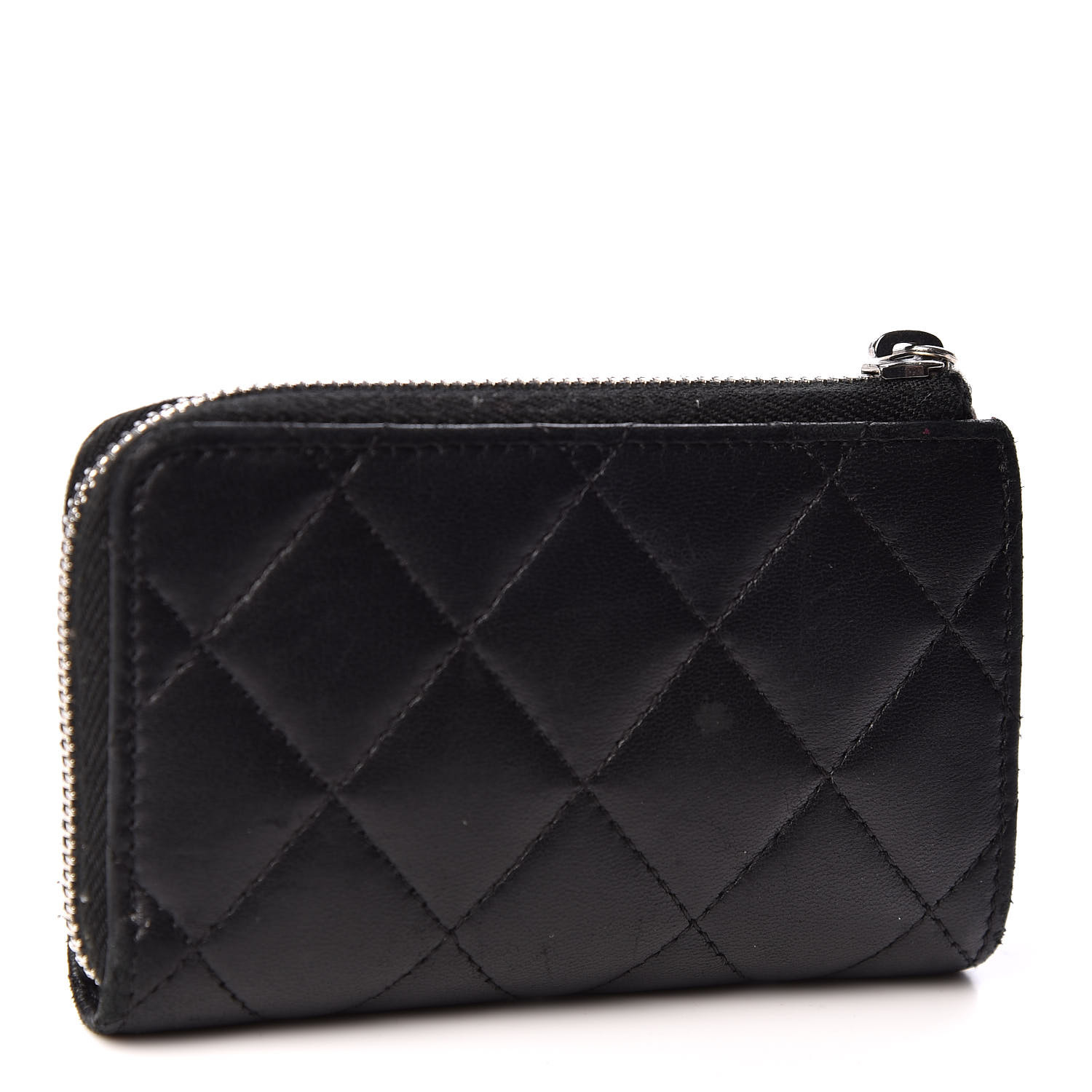 CHANEL Lambskin Quilted Key Holder Case Black 560993