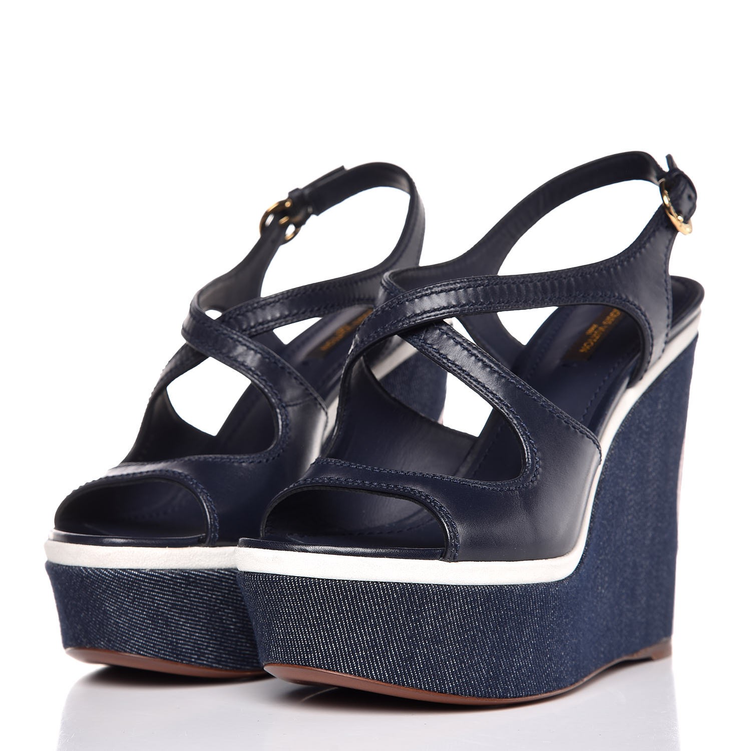 Louis Vuitton Denim Wedge Shoes Heels