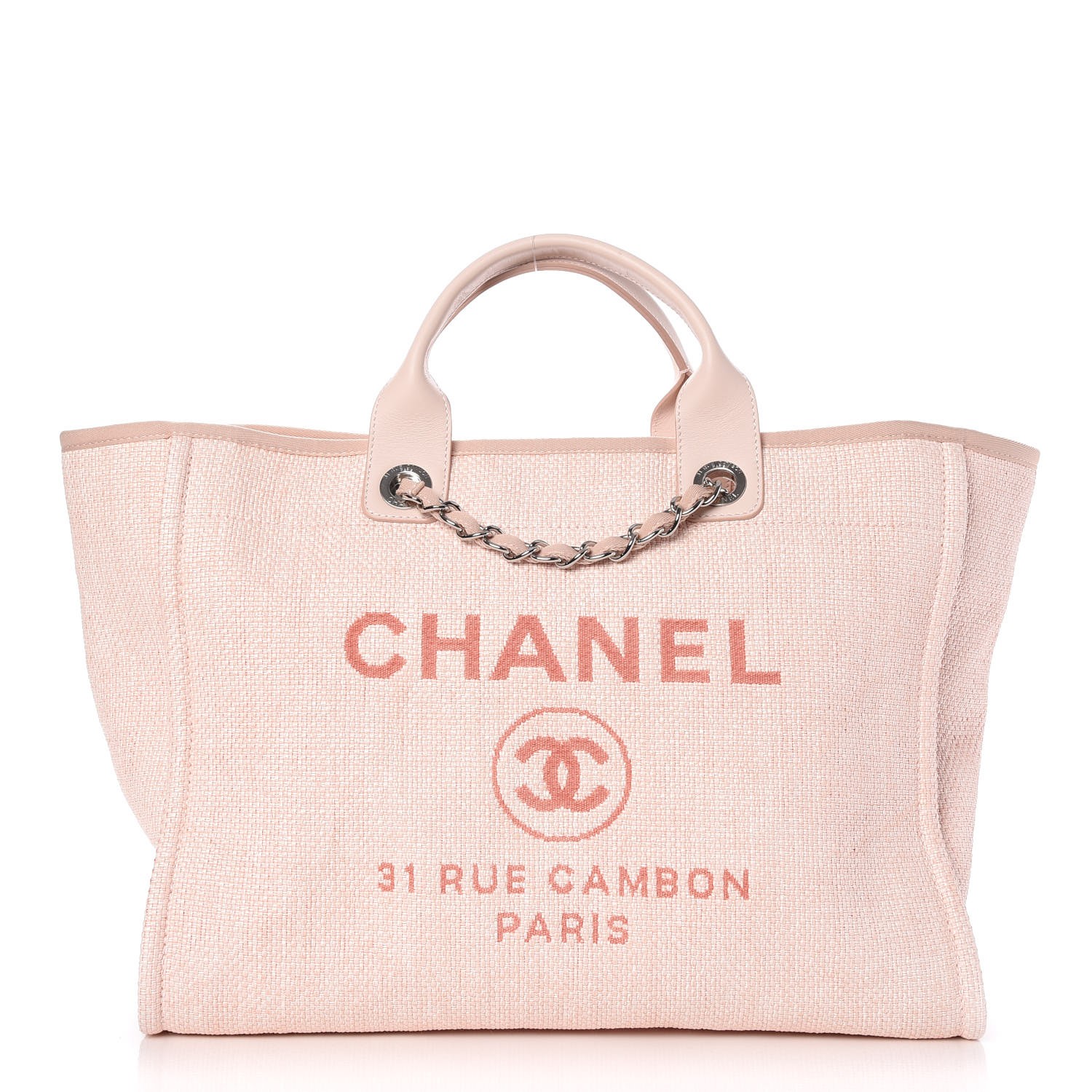 CHANEL Canvas Large Deauville Tote Pink 274248