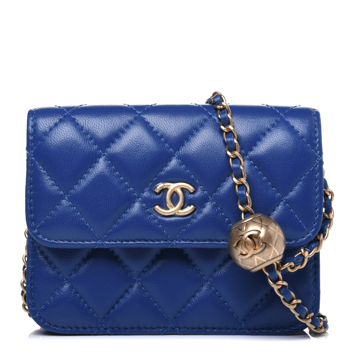 CHANEL Lambskin Quilted Pearl Crush Clutch With Chain Blue 690429 ...