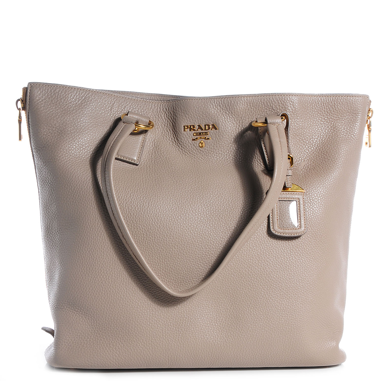 prada daino side zip leather shopper