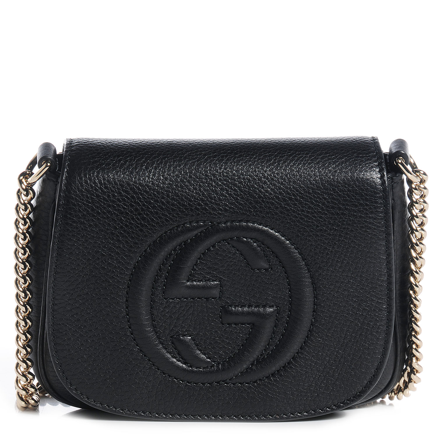 GUCCI Leather Small Soho Chain Shoulder Bag Black 75174