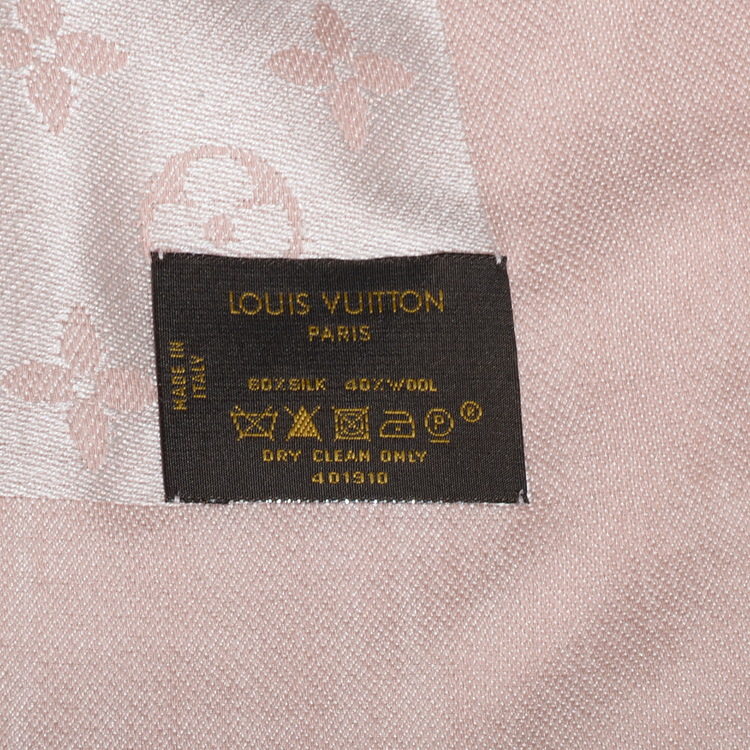 LOUIS VUITTON Silk Wool Monogram Denim Shawl Rose 69642