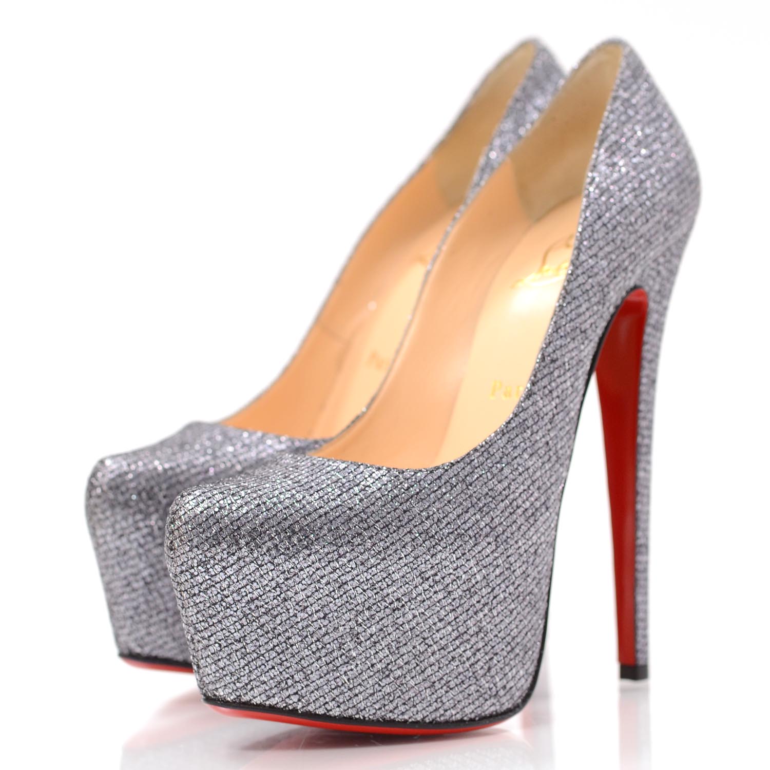 CHRISTIAN LOUBOUTIN Daffodile Glitter Platform Pumps 37 35273