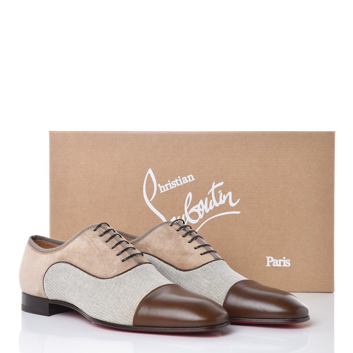 christian louboutin taupe suede greggo flat oxfords