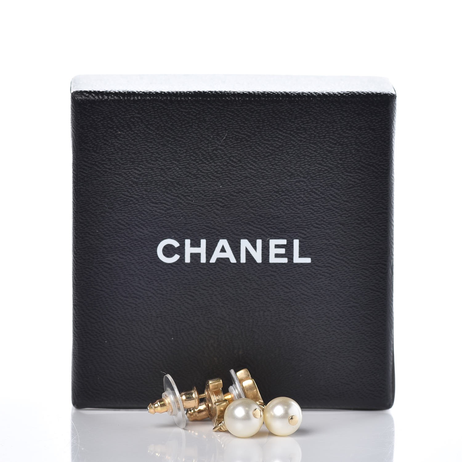 CHANEL Enamel CC Pearl Drop Earrings Gold White 337707