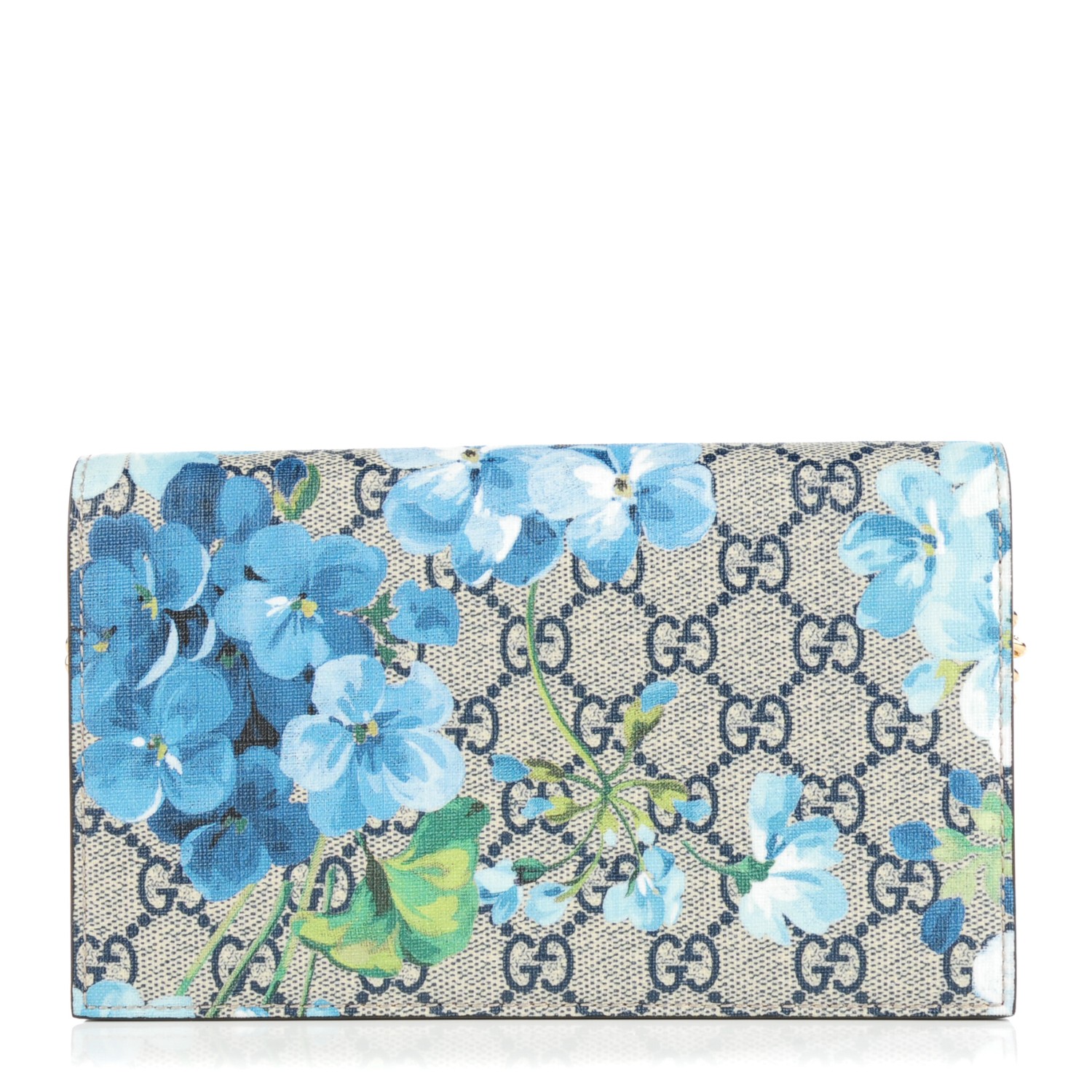 GUCCI GG Supreme Monogram Blooms Chain Wallet Blue 130630