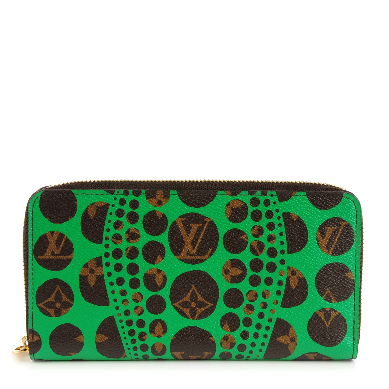 LOUIS VUITTON Monogram Yayoi Kusama Pumpkin Dots Zippy Wallet Green 130619